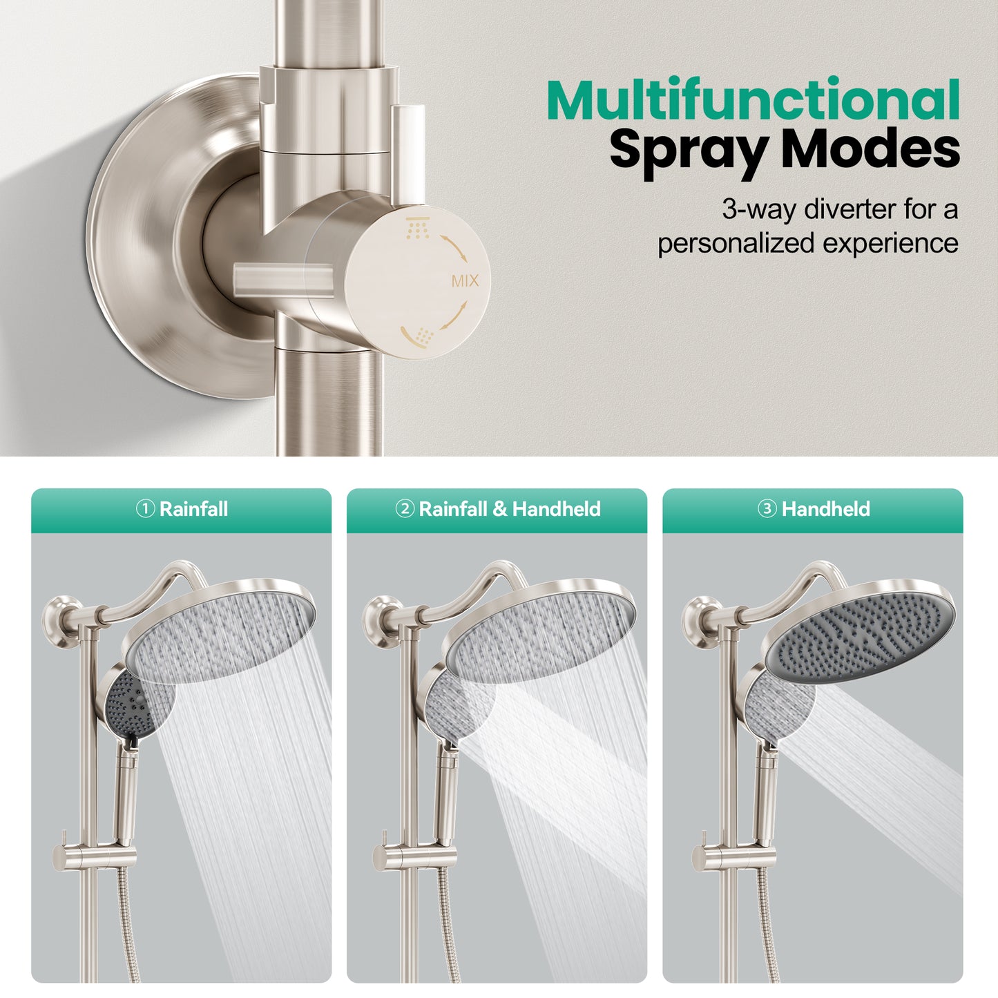 Captiva Designs Wall Mounted High Pressure Shower Head with Hand Shower