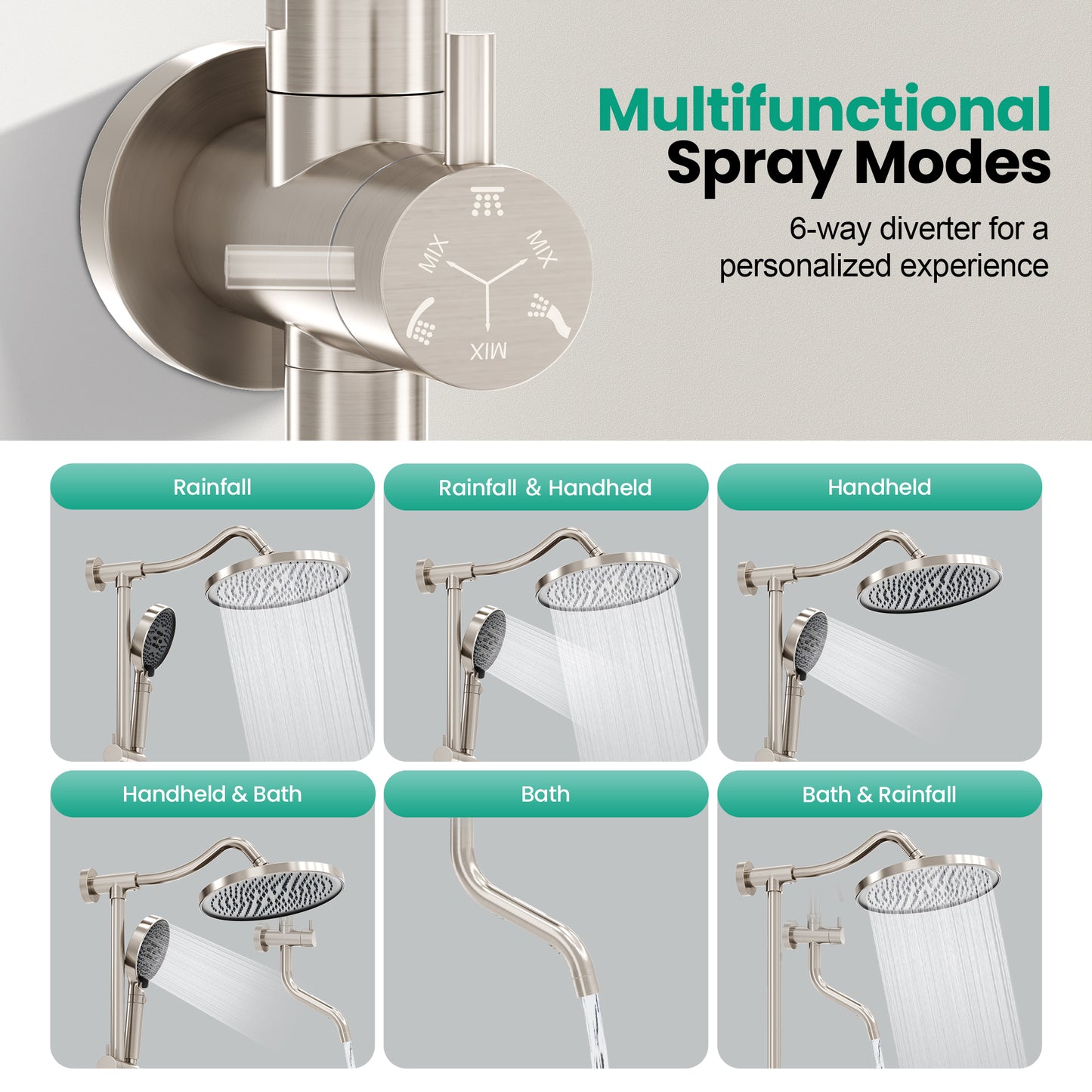 Captiva Designs Wall Mounted High Pressure Shower Head with Hand Shower