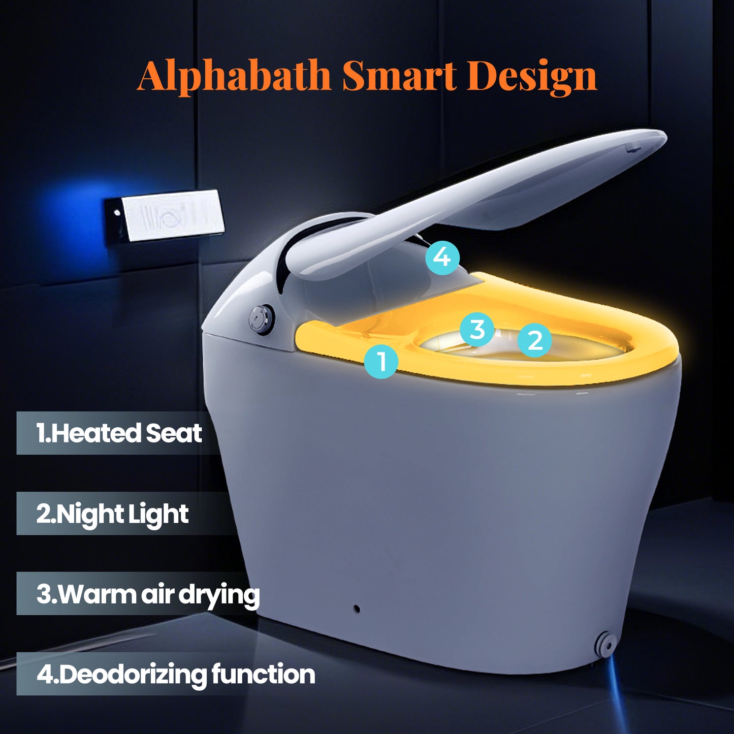 Captiva Designs Smart Bidet Toilet with Heated Seat & Remote Control