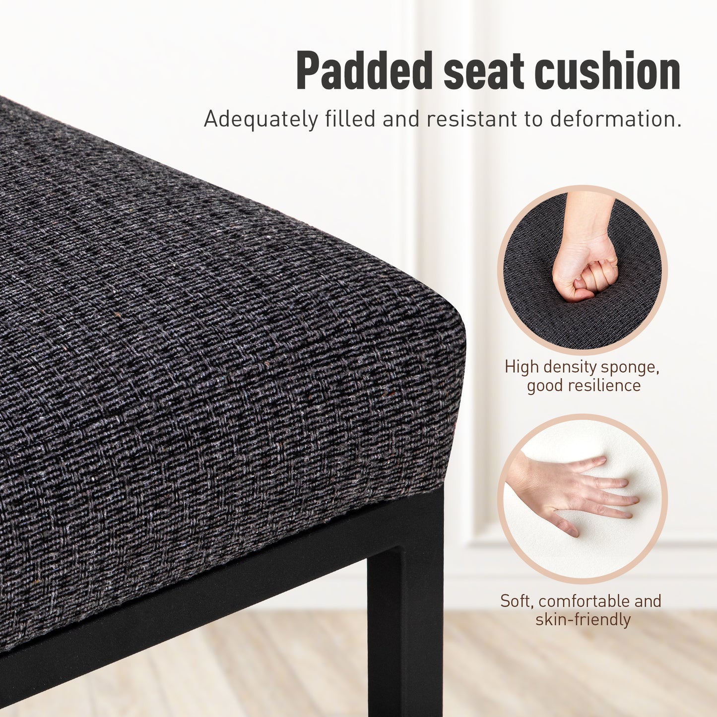 Captiva Designs 24 inch Height Bar Stool with Padded Seat and Back & Sturdy Steel Frame & Footrest