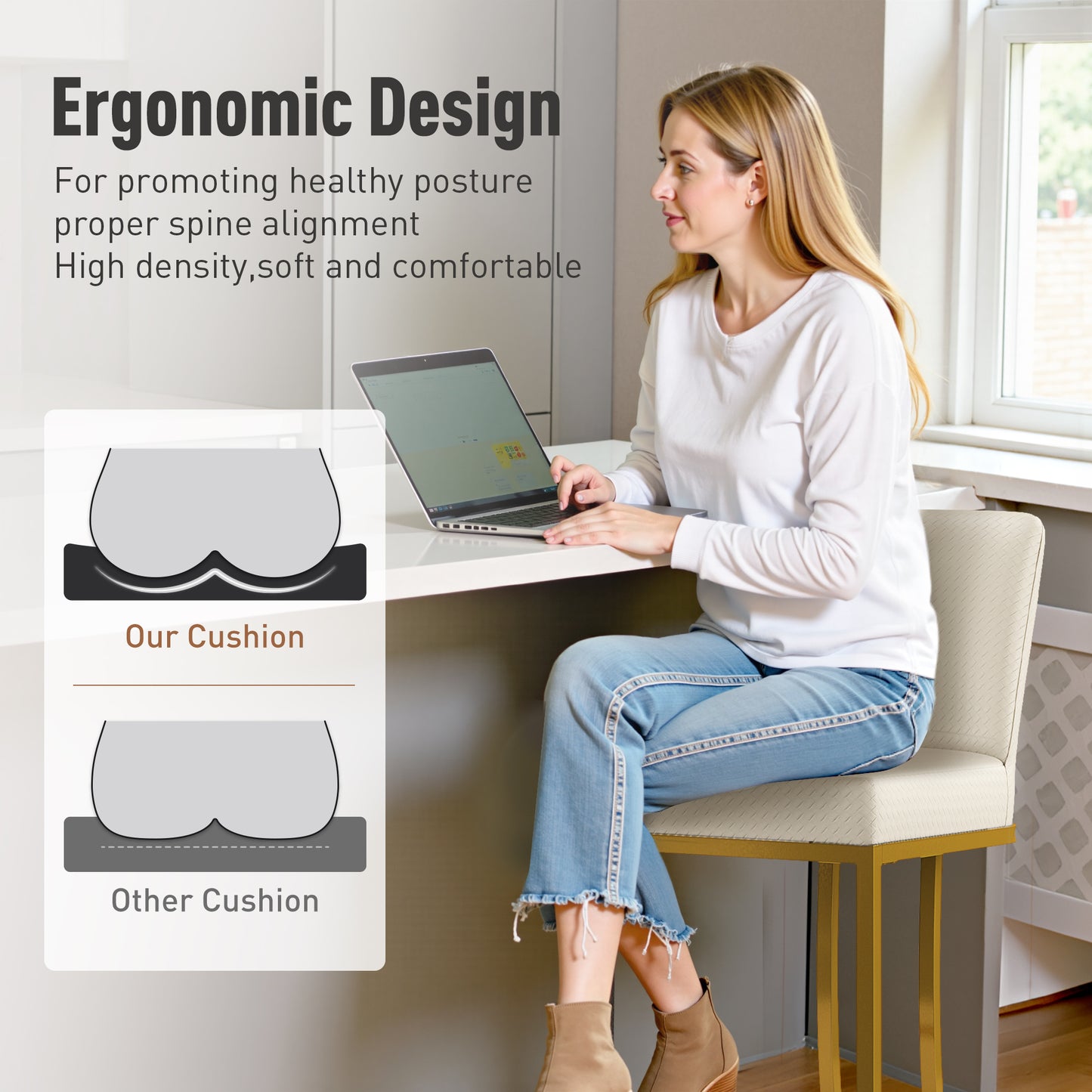 Captiva Designs 24 inch Height Bar Stool with Faux Leather & Padded Seat and Back & Sturdy Steel Frame