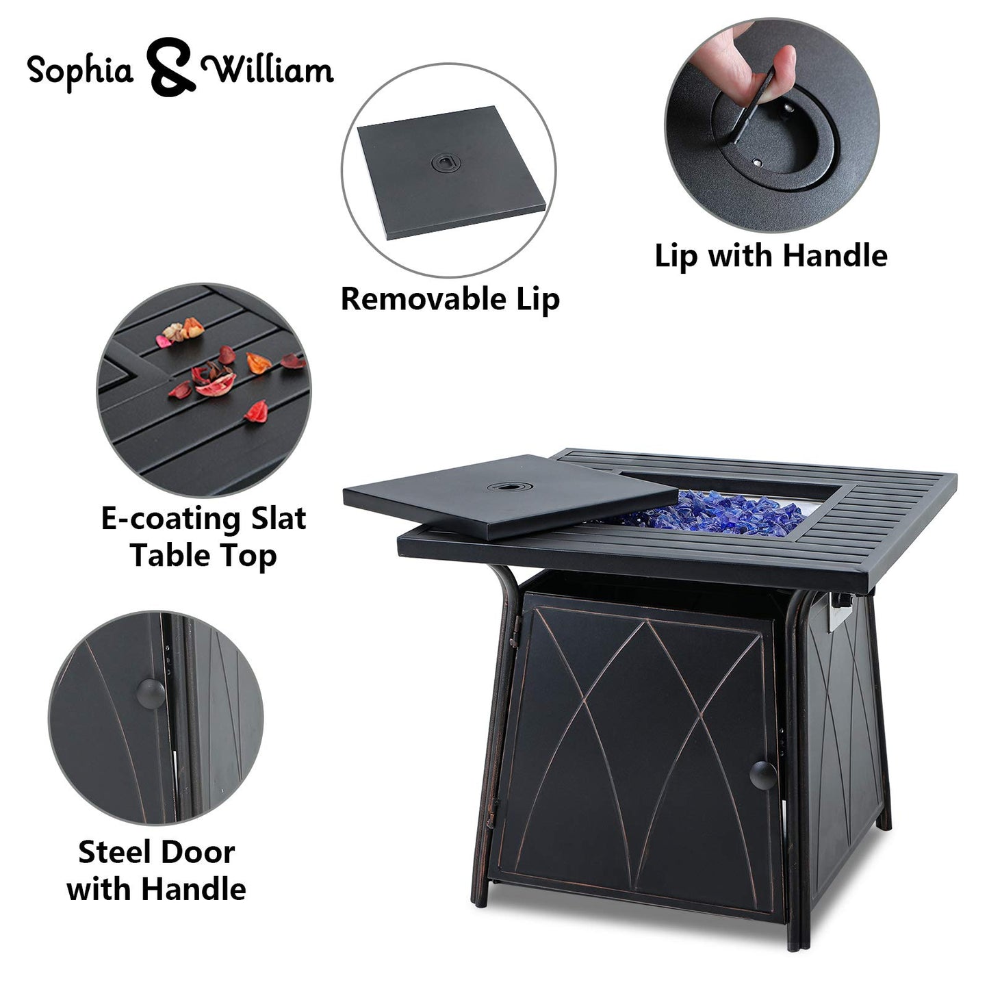 Captiva Designs 5pc Outdoor Patio Dining Set with Square Steel Table & Metal Armrest Chairs