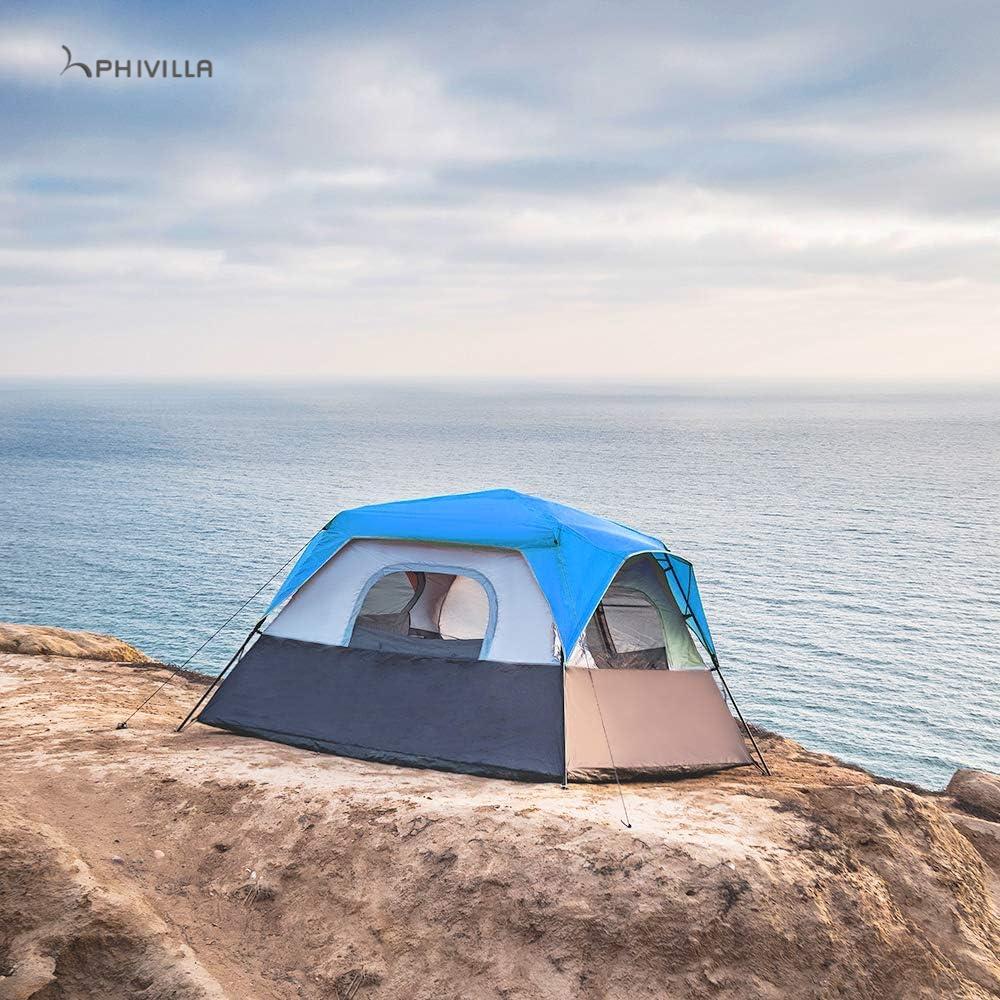 PHIVILLA Camping Tent 6/8 Person Instant Family Tent, 60 Seconds Easy Setup Cabin Tent with Rainfly and Mud Mat