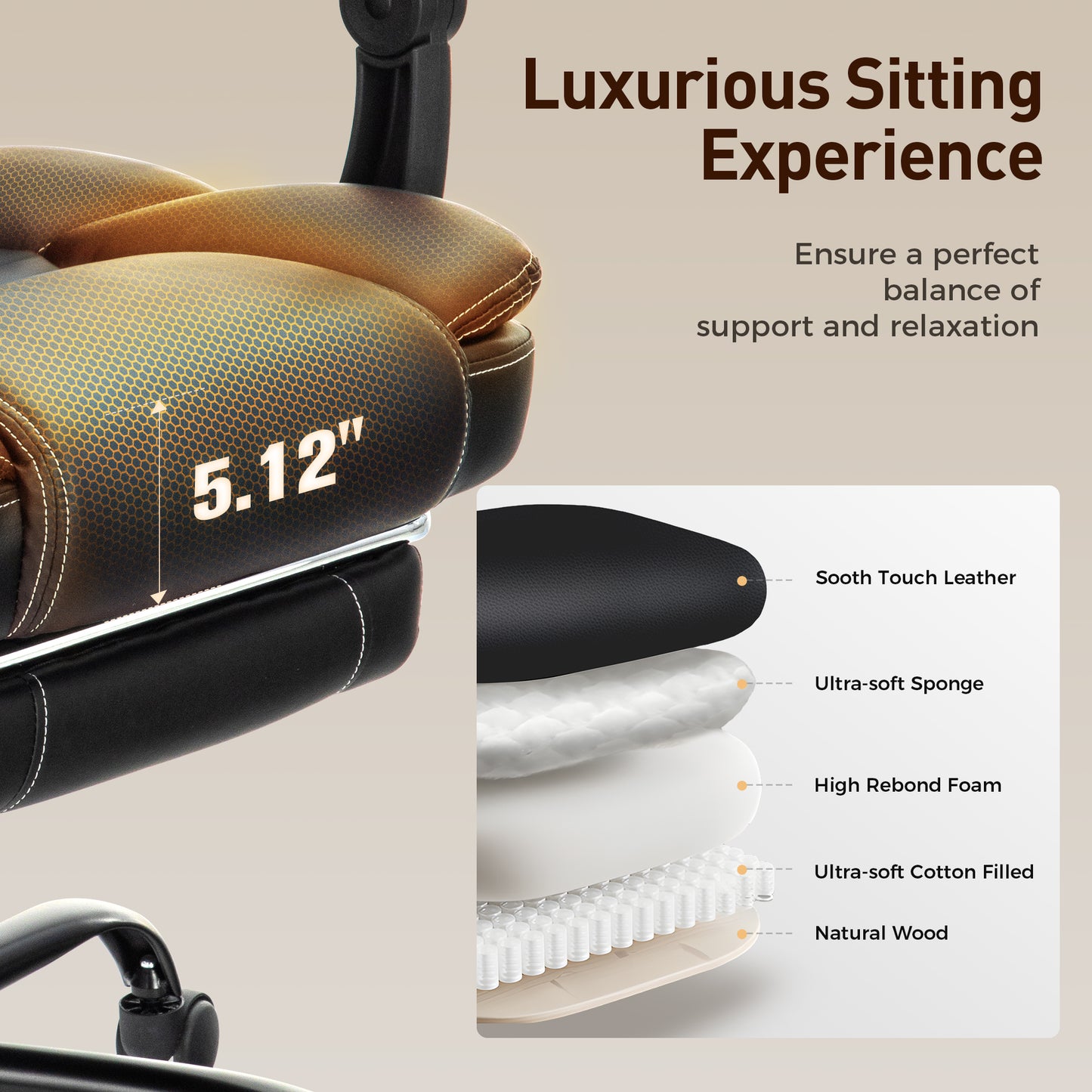 Captiva Designs Executive Ergonomic Office Chair Big & Tall Swivel Office Chair with Footrest and Recline Function, Black