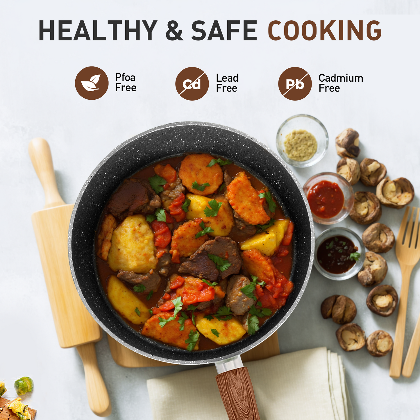 Captiva Designs Nonstick Granite Cookware and Bakeware Set with Heat-Resistant Bakelite Handle