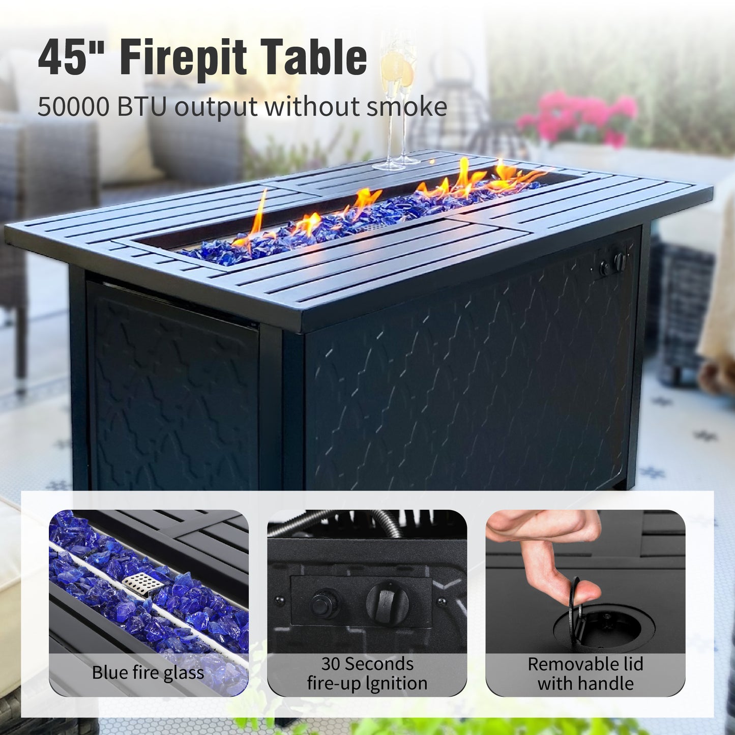 Captiva Designs Outdoor Off-white Conversation Set with Sectional Sofa & Coffee Table & Removable Cushion