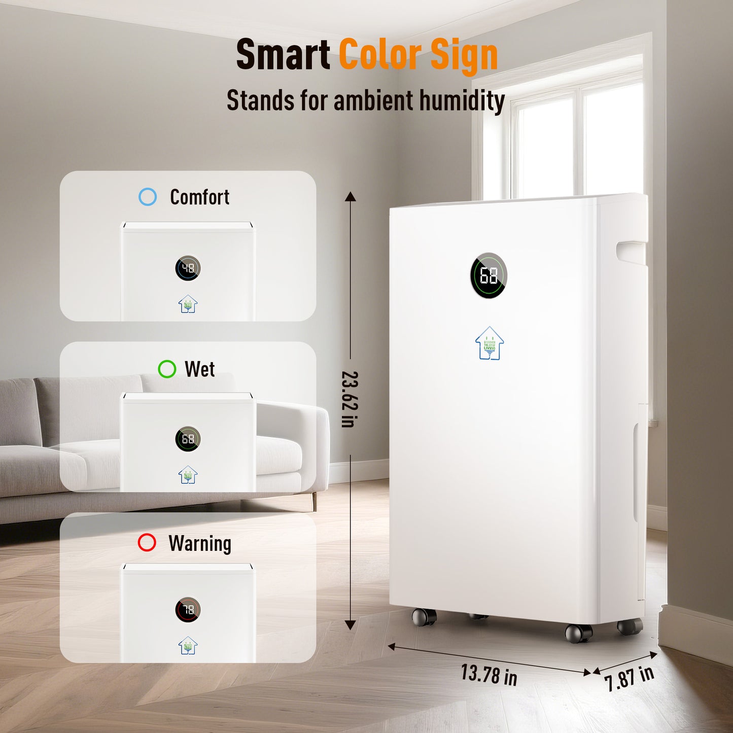 Captiva Designs High Efficiency Quiet Smart Dehumidifier with Auto & Manual Drainage & 3 Working Modes