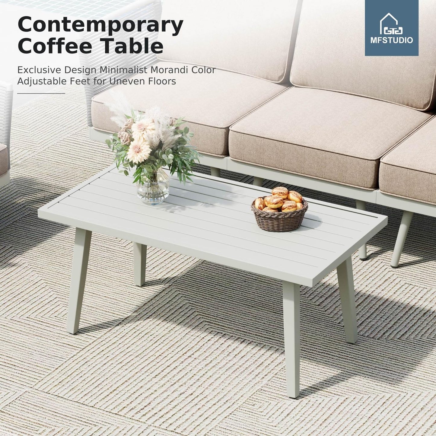 MFSTUDIO 4-Seat Rope Patio Furniture Set with Cushion