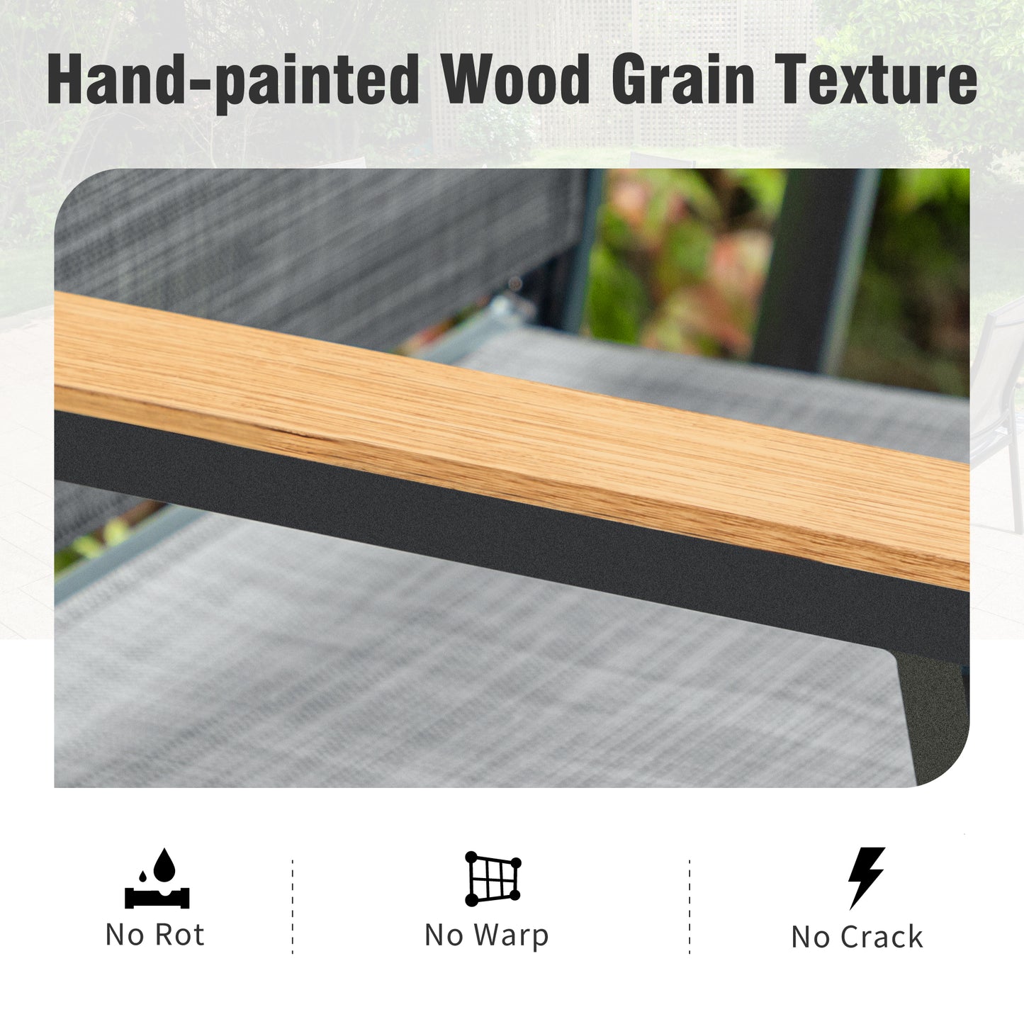 Captiva Designs 5pc Outdoor Patio Dining Wood-like Table with Umbrella Hole & Quick-dry Sling Chairs