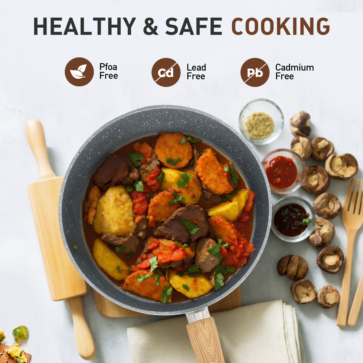 Captiva Designs Nonstick Granite Cookware and Bakeware Set with Heat-Resistant Bakelite Handle