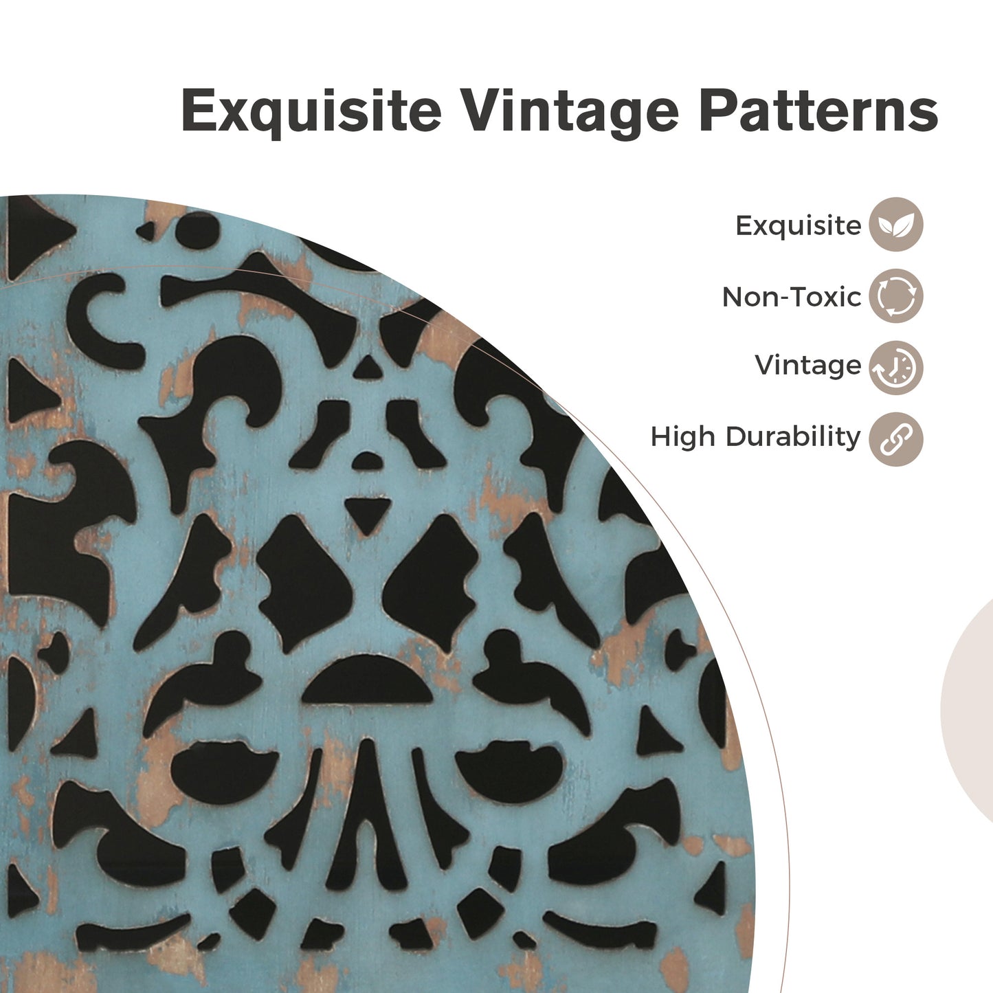 Captiva Designs Distressed Hollow-carved Accent Storage Sideboard Buffet Cabinet with Solid Wood Legs for Living Room Entryway Foyer