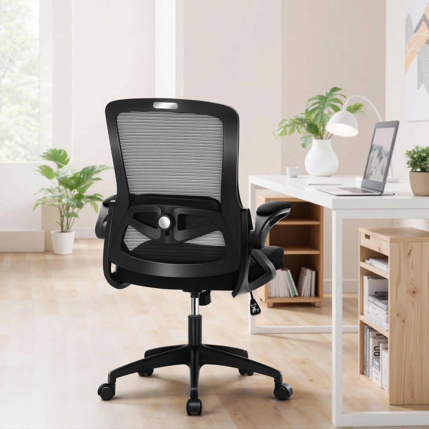 Captiva Designs Ergonomic High-Back Mesh Office Chair Adjustable Height Swivel Chair with Flip-Up Armrests, Black