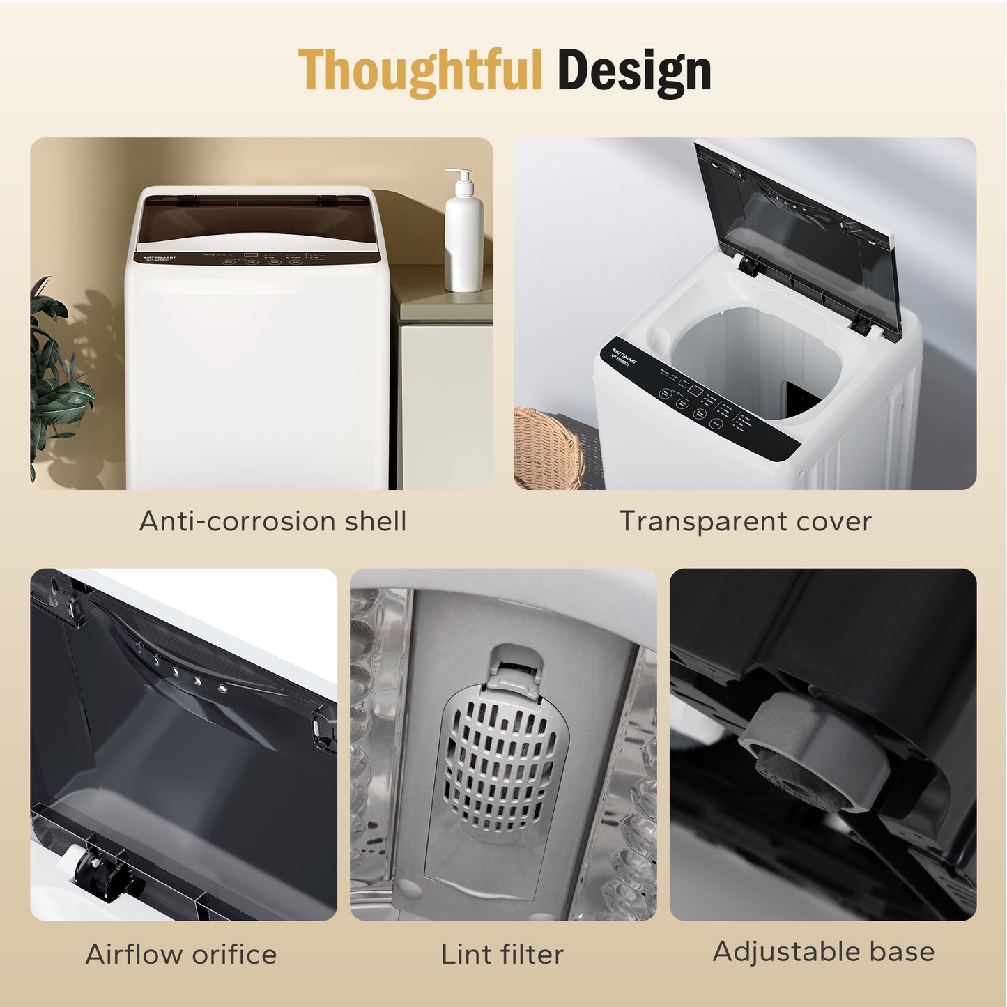 Captiva Designs Automatic Portable Washing Machine 360° Waterfull Deep Clean with Customizable Washing Modes