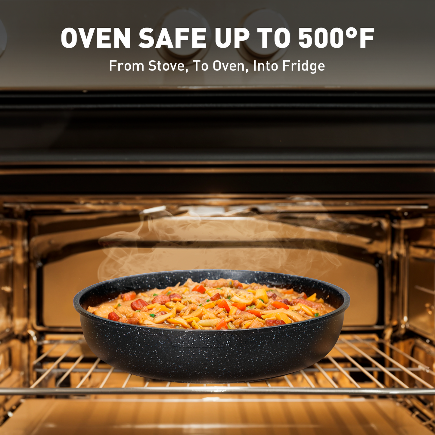 Captiva Designs 10 Pieces Nonstick Granite Cookware Set with Detachable Heat-Insulation Bakelite Handle