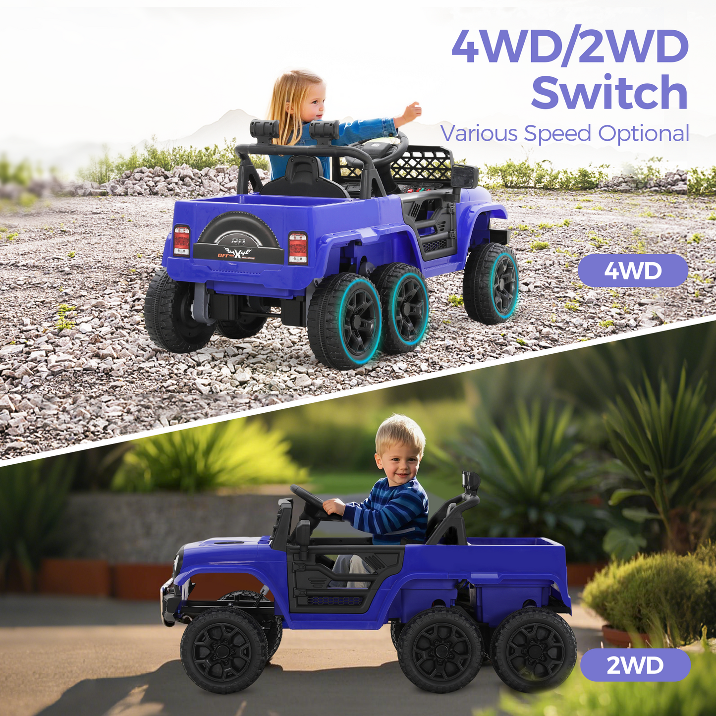 Captiva Designs Electric Jeep Car with Remote Control & Bluetooth Music & Off-Road Power Wheels