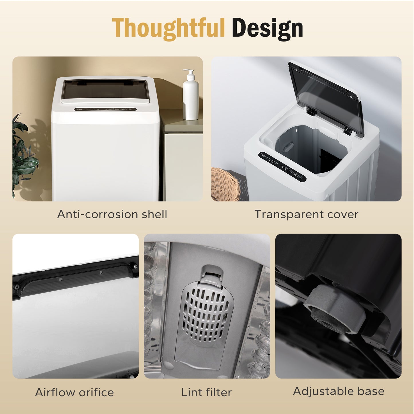 Captiva Designs Automatic Portable Washing Machine 360° Waterfull Deep Clean with Customizable Washing Modes