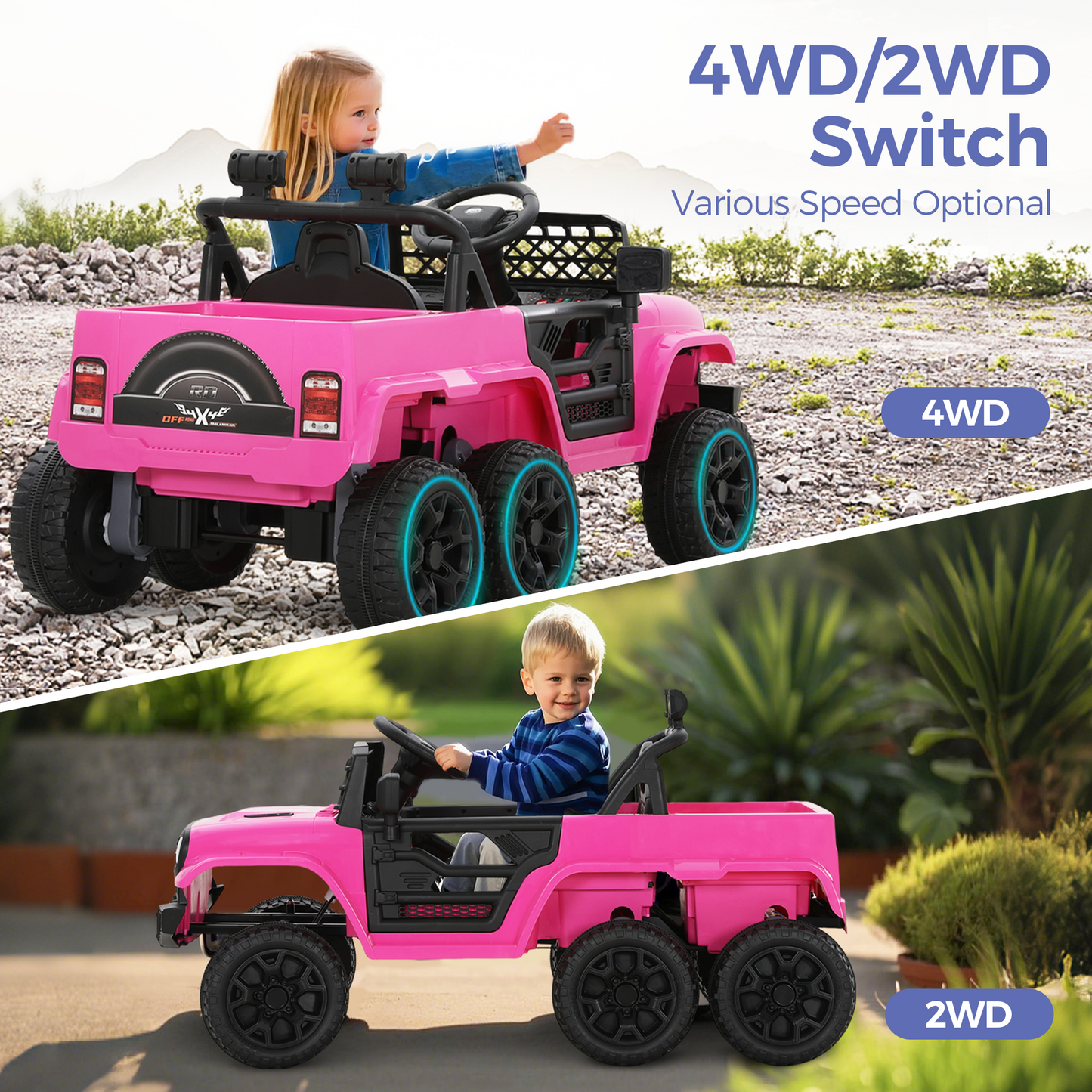 Captiva Designs Electric Jeep Car with Remote Control & Bluetooth Music & Off-Road Power Wheels
