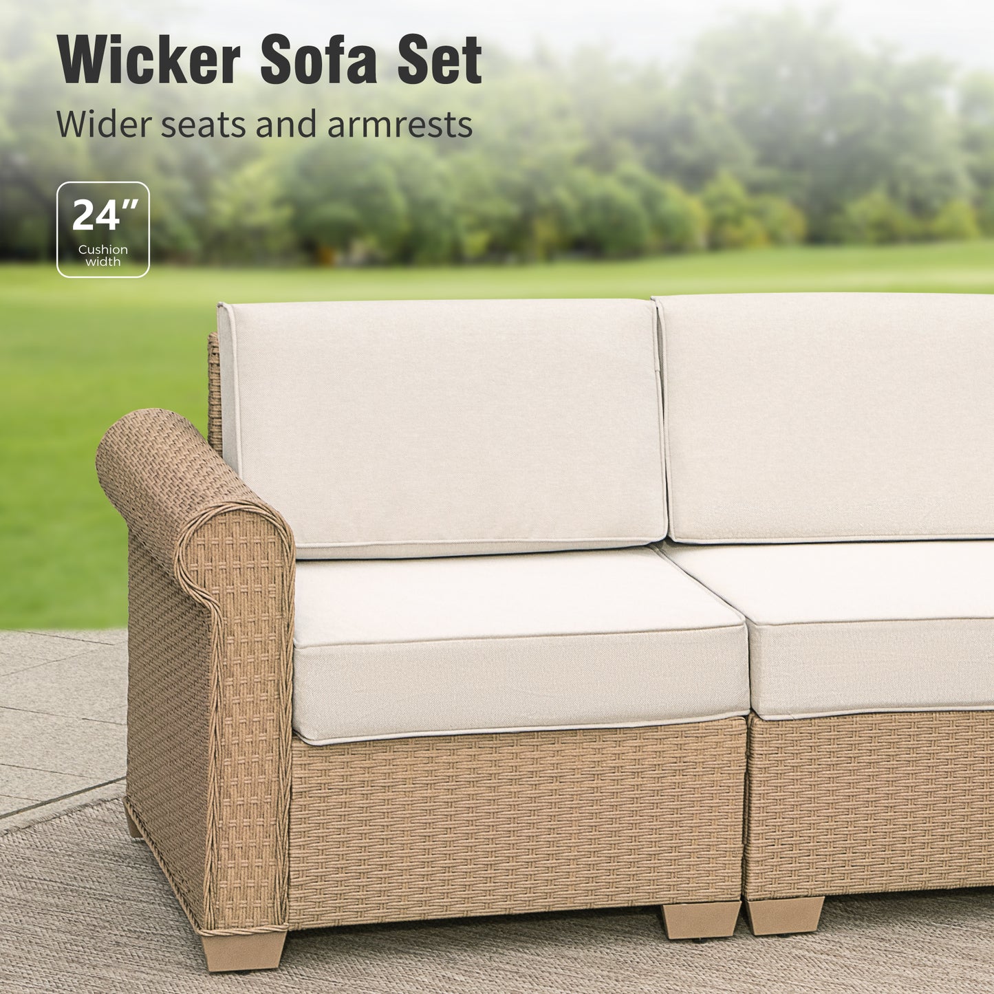 Captiva Designs Large Outdoor Patio Sectional Sofa Wicker Furniture Conversation Set with Cushions