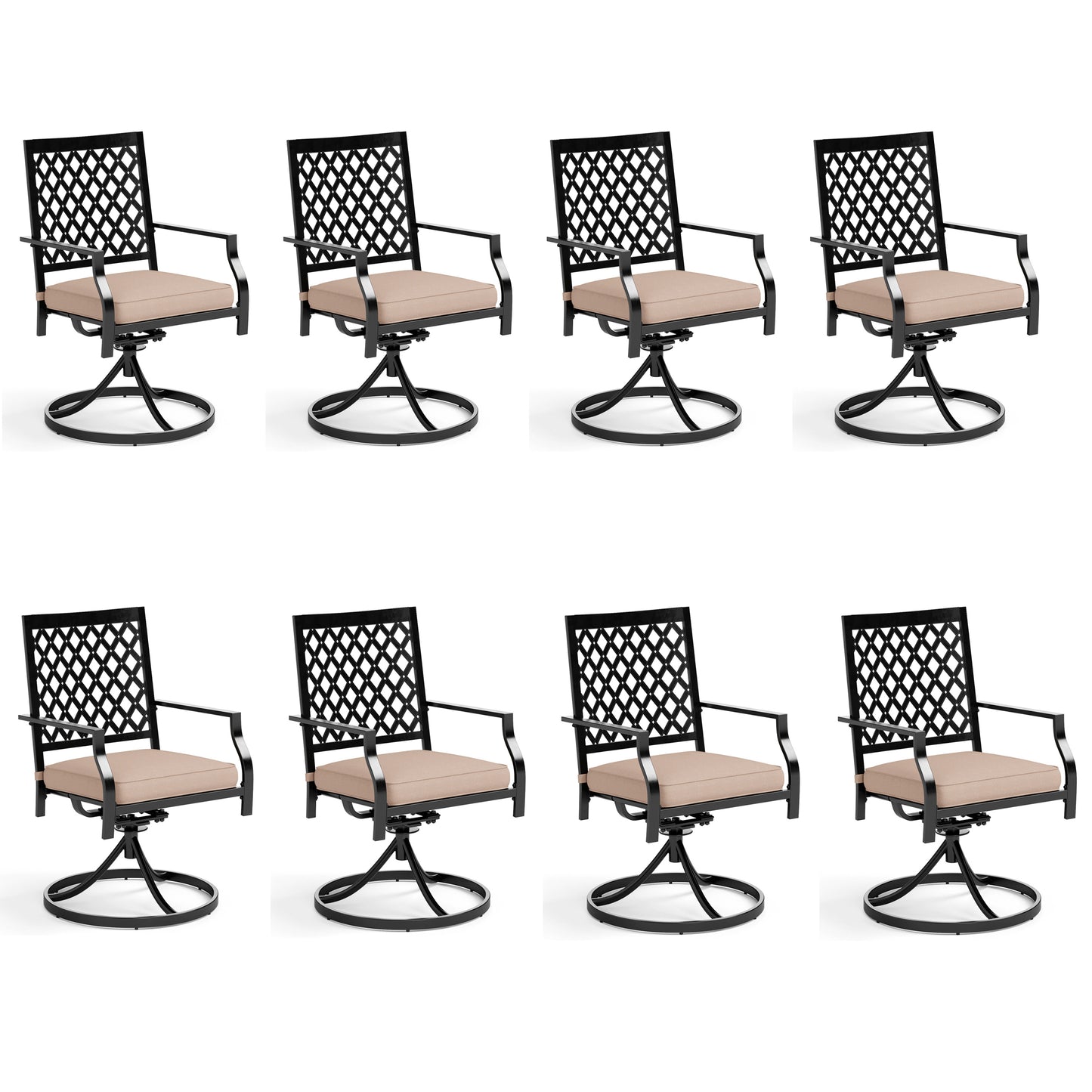 Captiva Designs Outdoor Patio Dining Swivel Steel Chairs with Thick Cushions