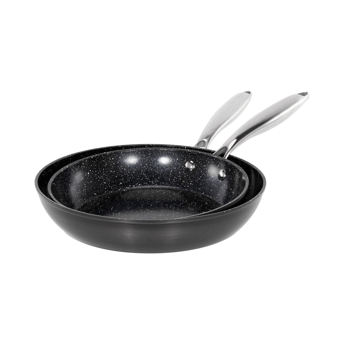 Captiva Designs Hard Anodized Ceramic Non-Stick Fry Pans Set, Black