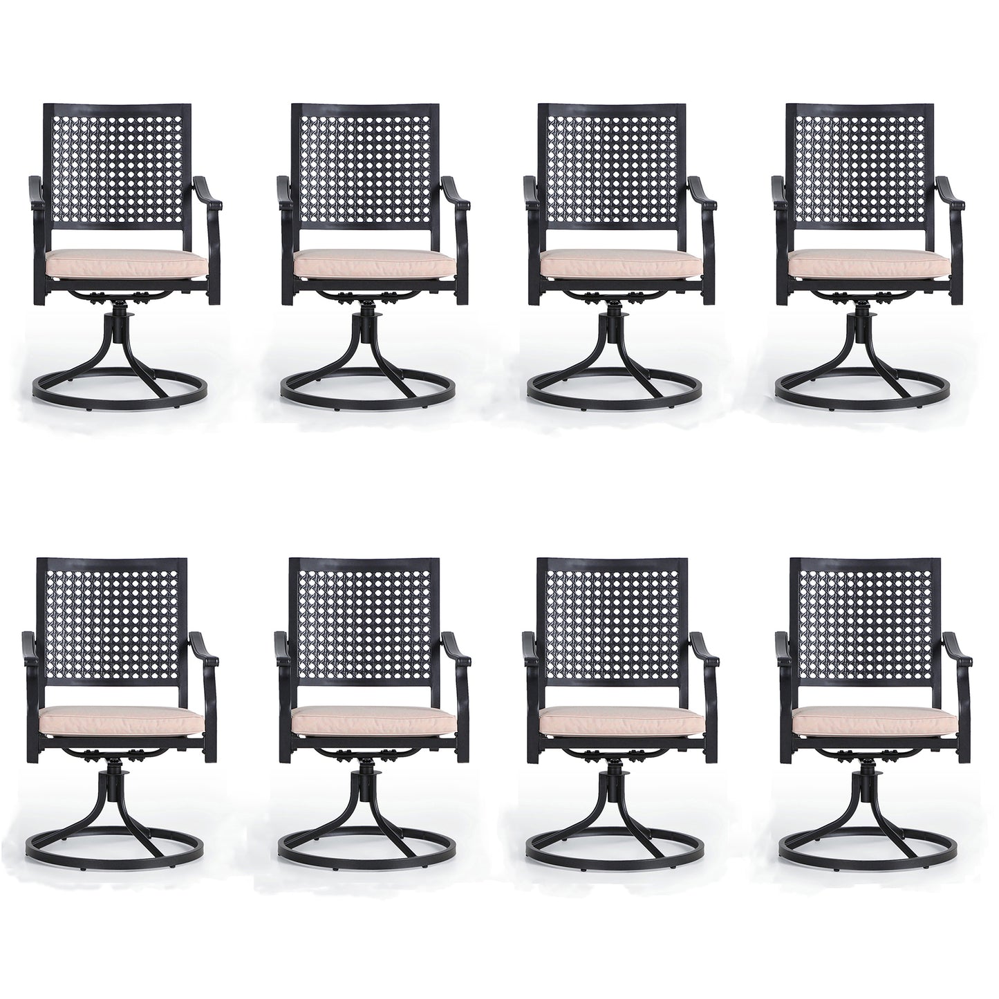 Captiva Designs Outdoor Patio Dining Swivel Steel Chairs with Thick Cushions