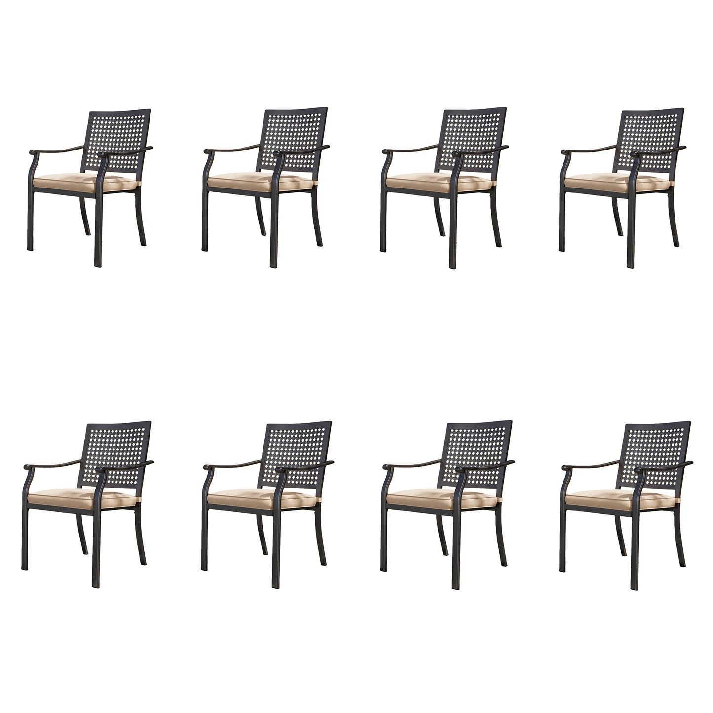 Captiva Designs Outdoor Patio Dining Chairs with Powder-coated Steel Frame