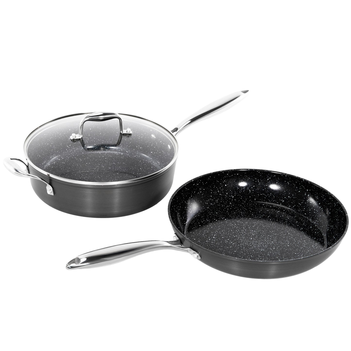 Captiva Designs Hard Anodized Ceramic Non-Stick Fry Pans Set, Black