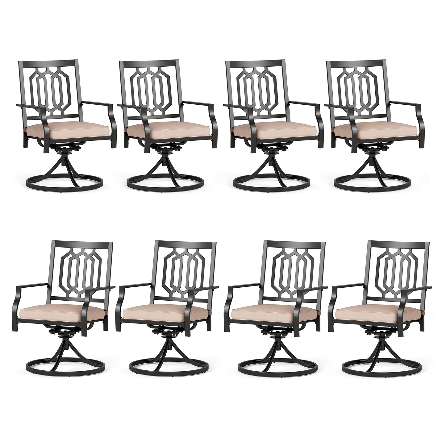 Captiva Designs Outdoor Patio Dining Swivel Steel Chairs with Thick Cushions
