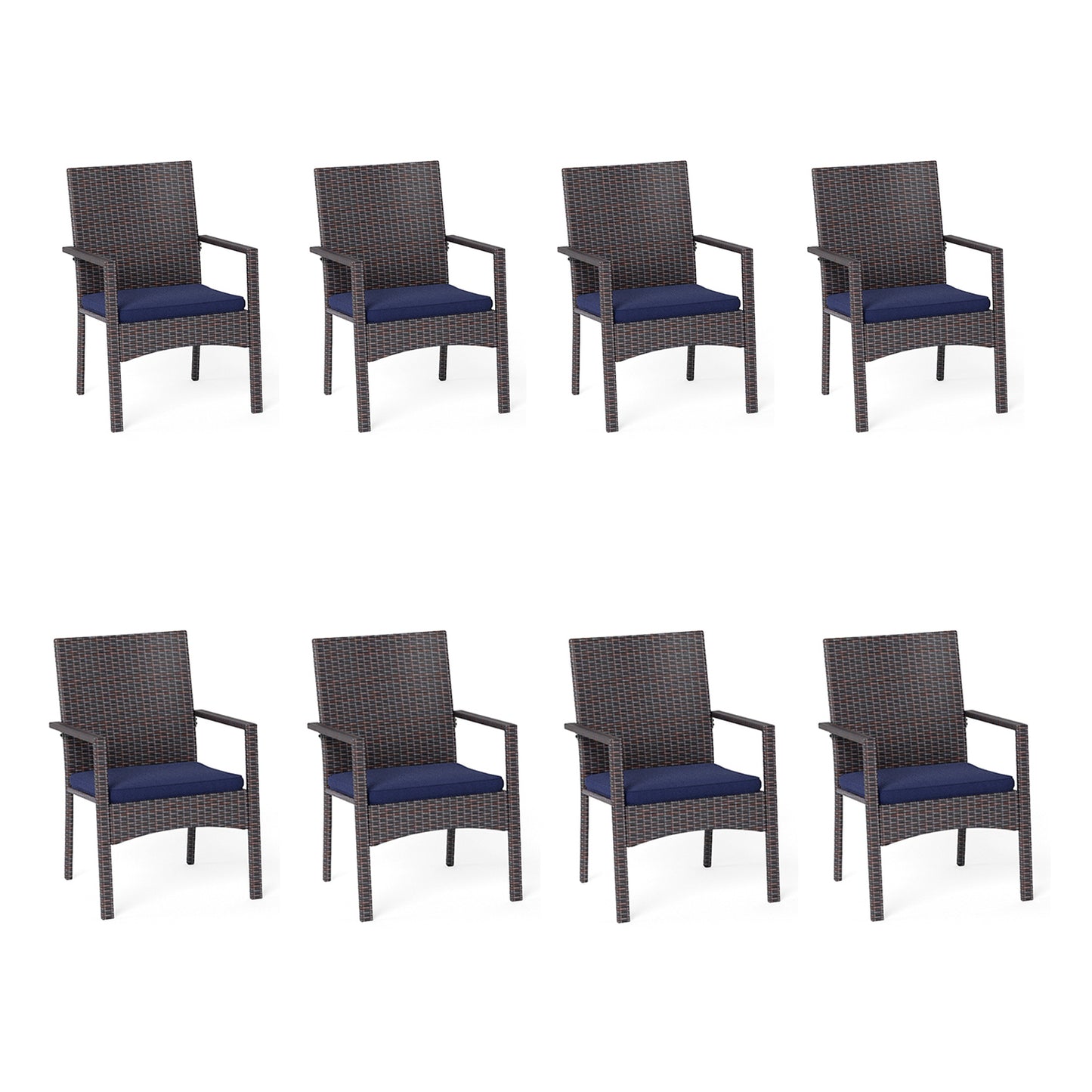 Captiva Designs Outdoor Patio All-weather Wicker Dining Chairs with Thick Cushion