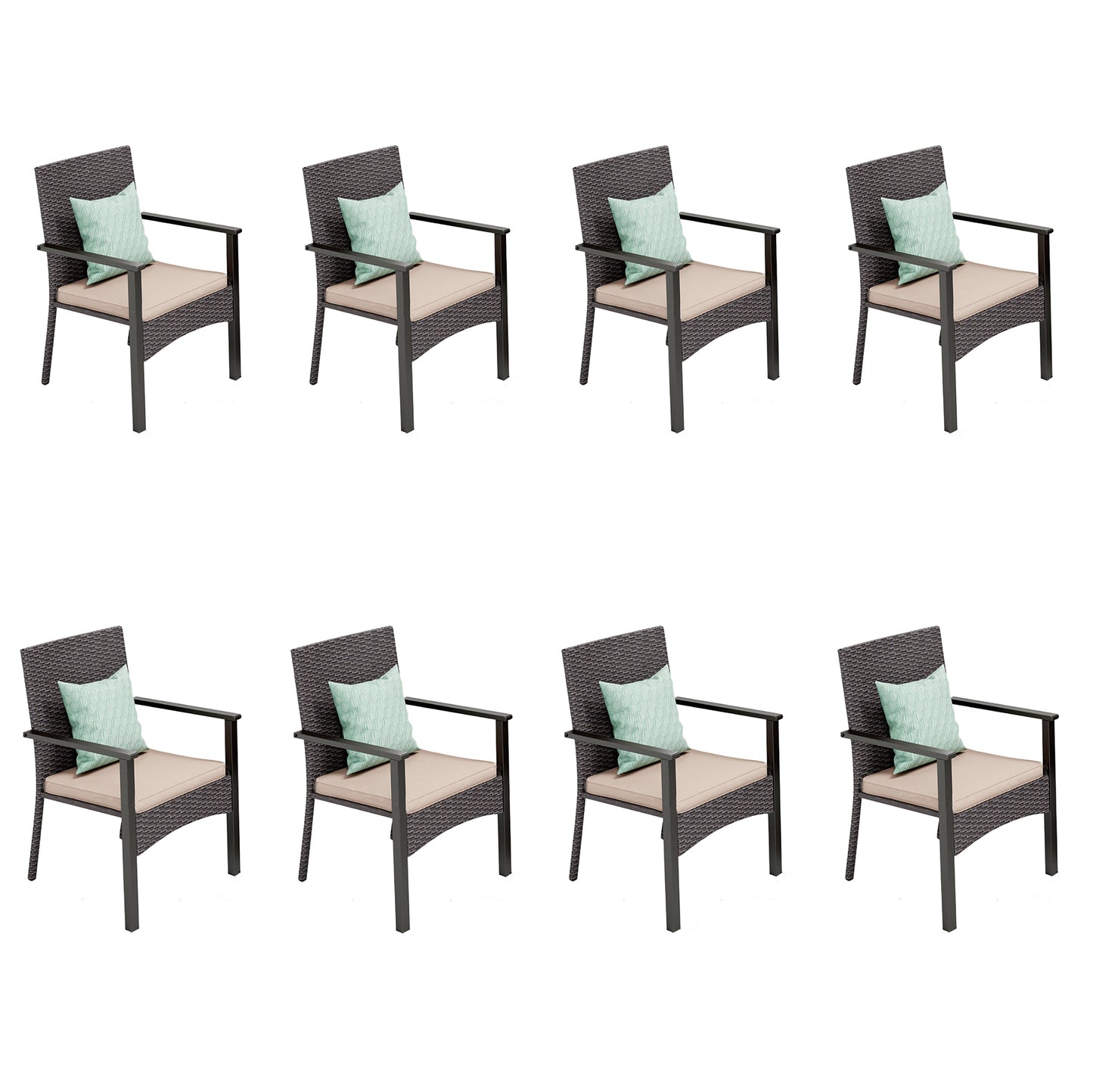 Captiva Designs Outdoor Patio All-weather Wicker Dining Chairs with Thick Cushion