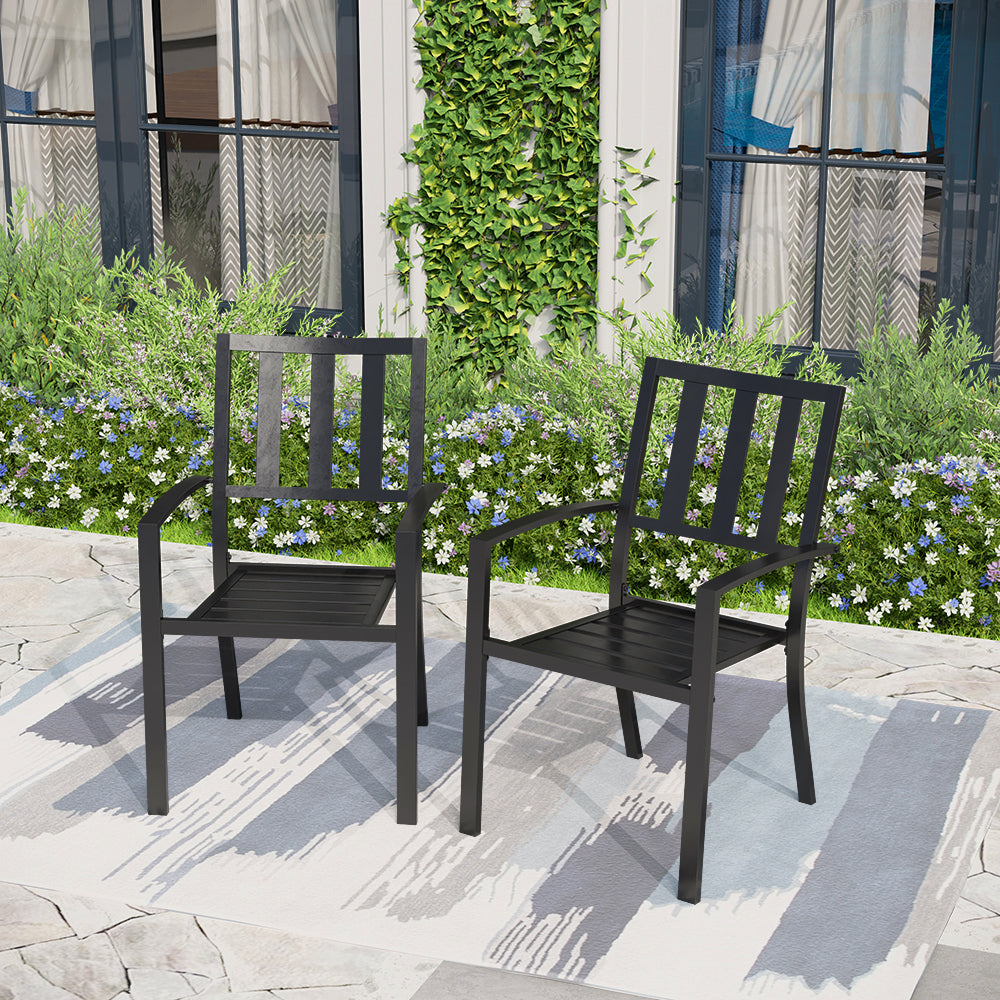 Captiva Designs 2pc Outdoor Patio Dining Chairs with Steel Frame and Ventilated Backs