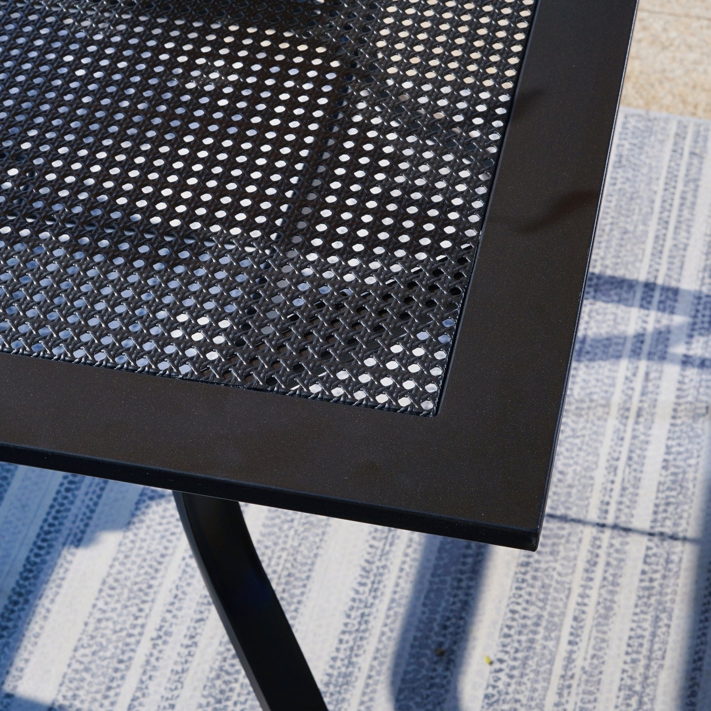 Captiva Designs 5pc Outdoor Patio Steel Dining Table & Metal Chairs with Stripe Back