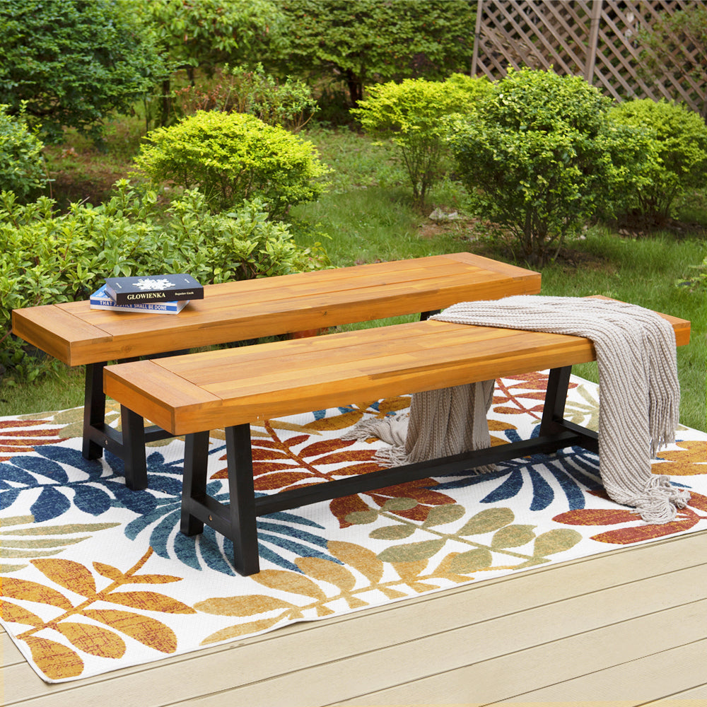 Captiva Designs Outdoor Patio Weatherproof Dining Long Narrow Garden Backless Acacia Wood Bench