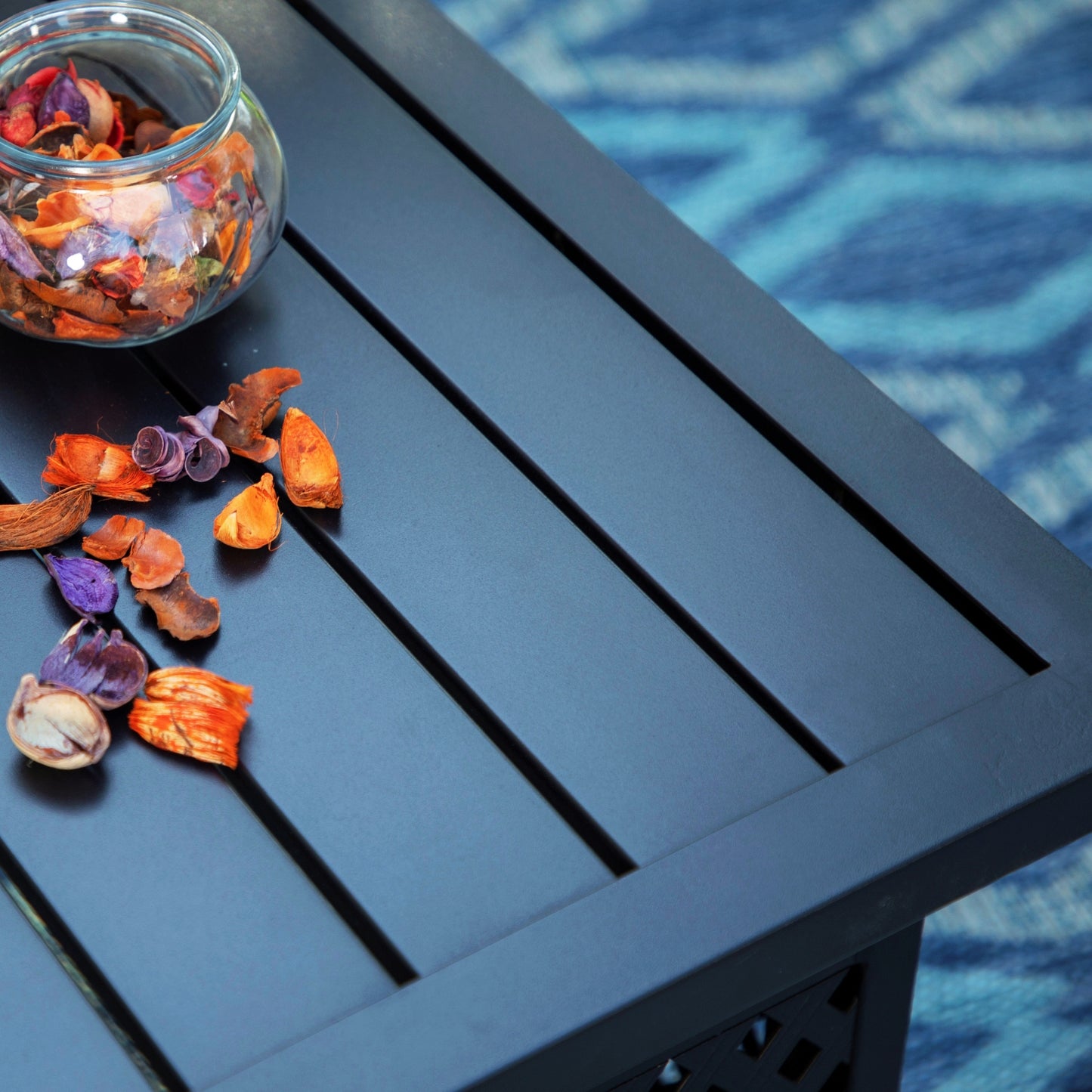 Captiva Designs 3pc Outdoor Patio Dining Steel Table & Gray Wood-look Arm Textilene Sling Chairs