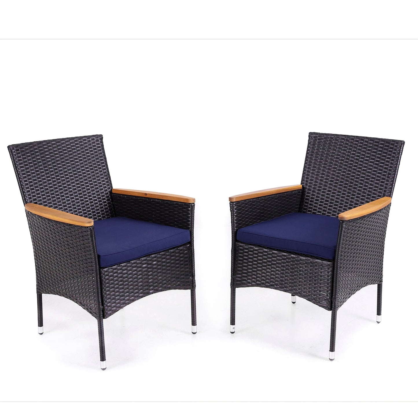 Captiva Designs Outdoor 9Pc Cast Aluminum Square Metal Dining Table with Umbrella Hole & Cushioned Wicker Rattan Chairs