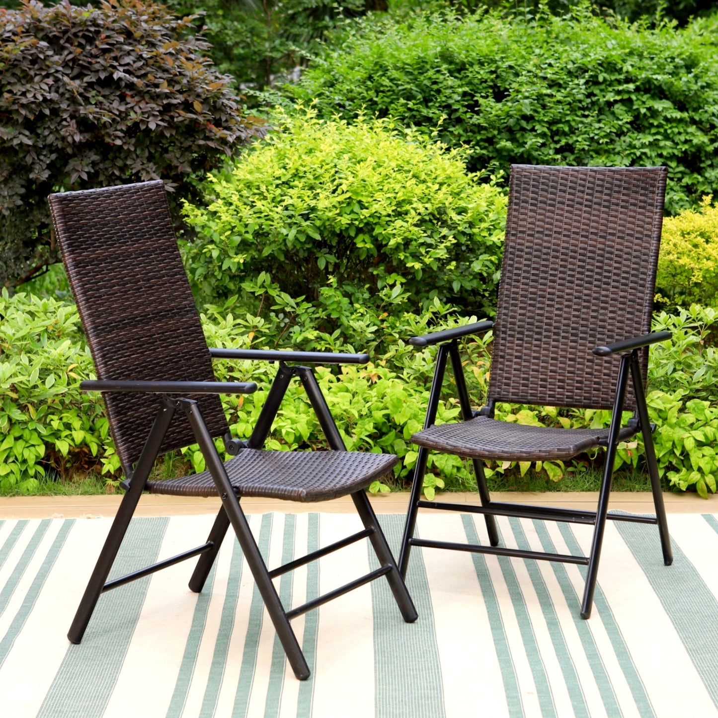 Captiva Designs Outdoor Patio Steel Frame Weather Resistant Comfortable Chairs