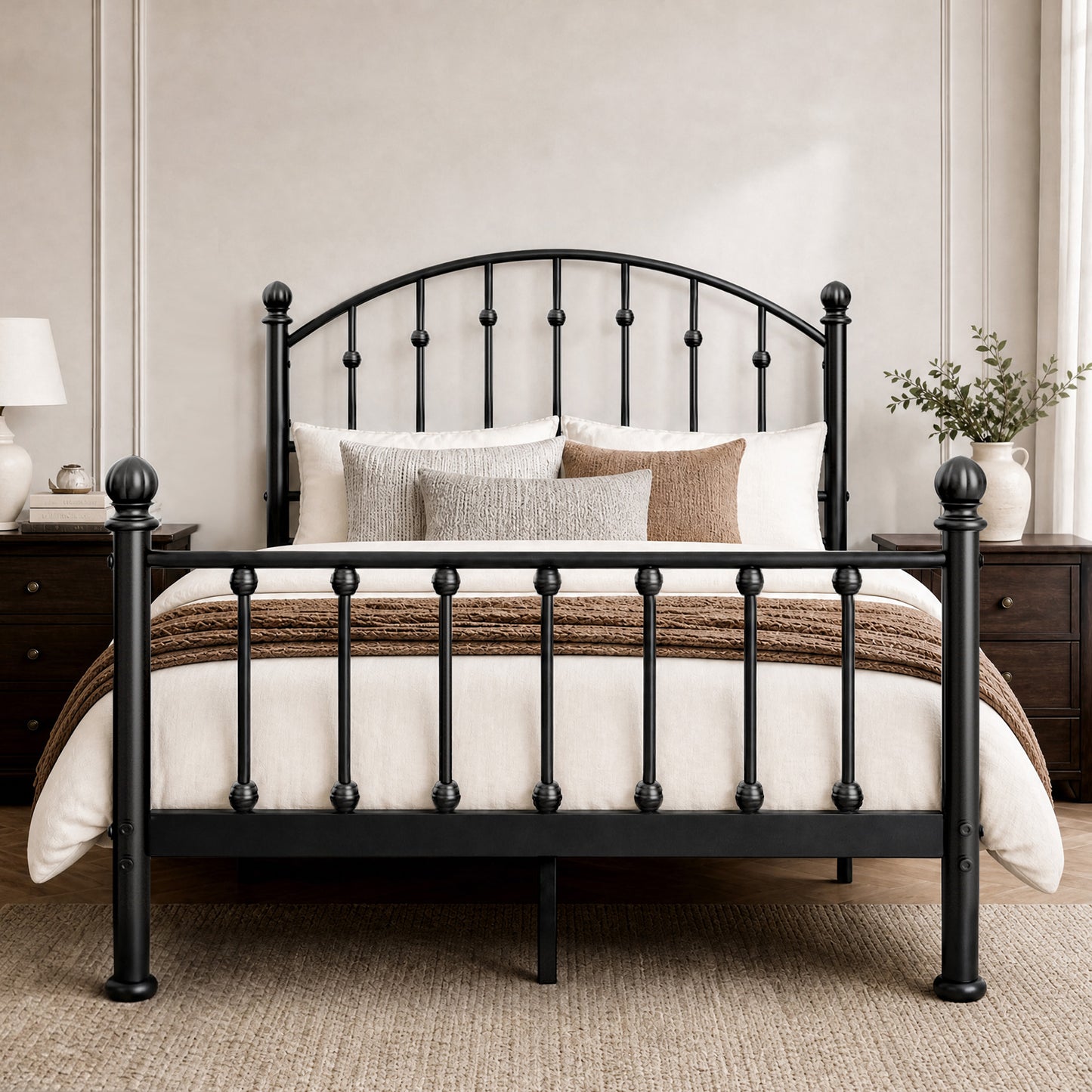 Captiva Designs Metal Bed Frame with Headboard and Footboard & Under-bed Storage Space, No Box Spring Needed