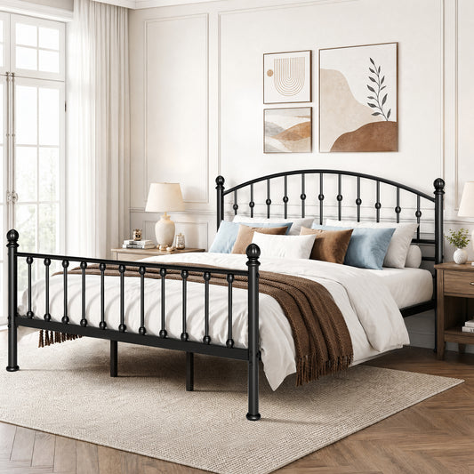 Captiva Designs Metal Bed Frame with Headboard and Footboard & Under-bed Storage Space, No Box Spring Needed