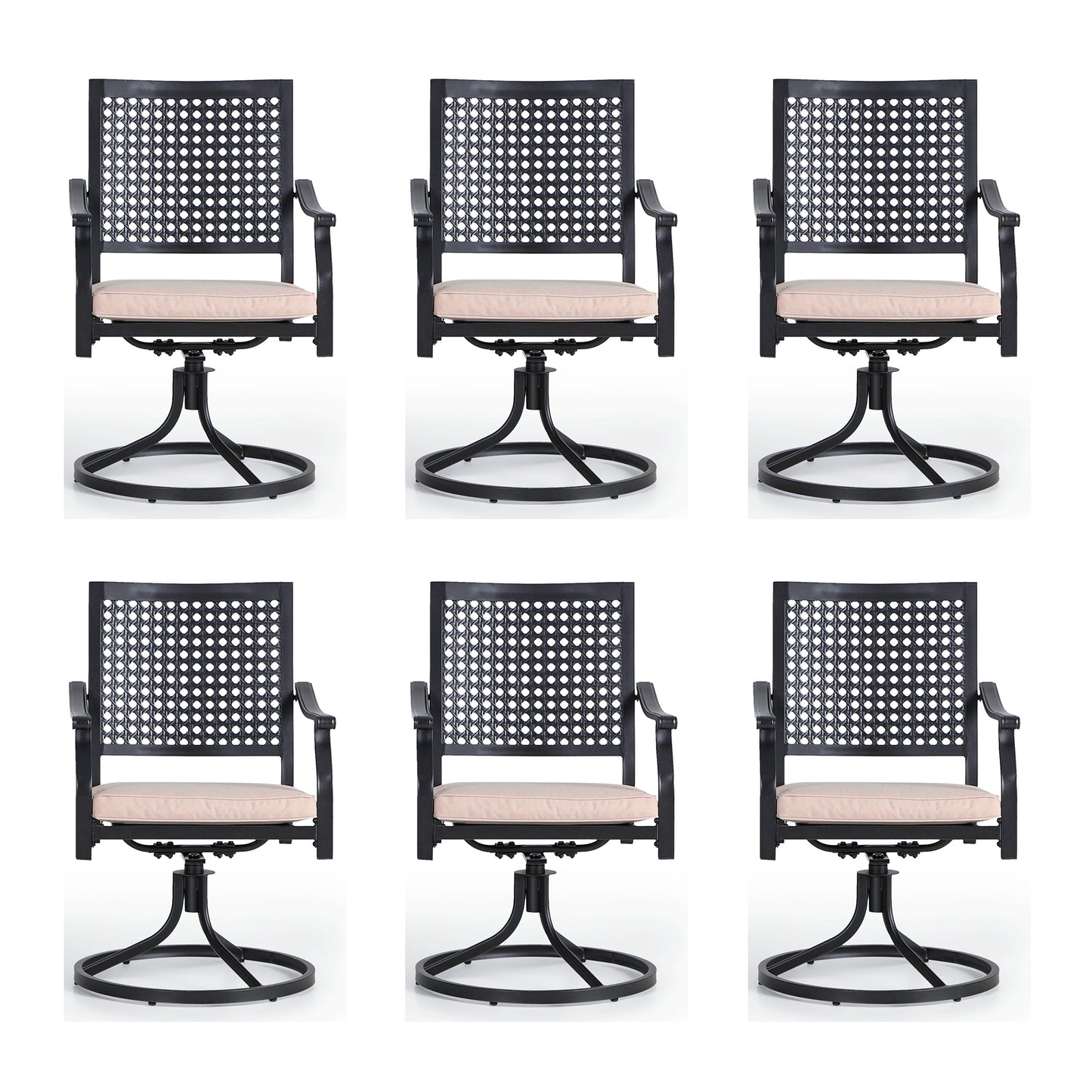 Captiva Designs Outdoor Patio Dining Swivel Steel Chairs with Thick Cushions