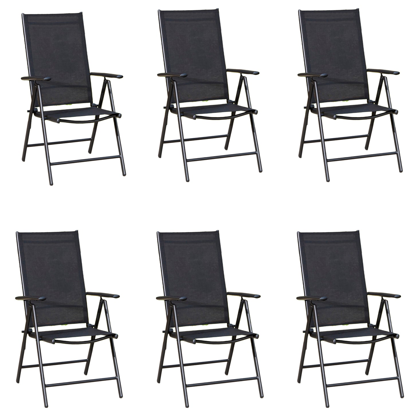 Captiva Designs Outdoor Pre-assembled Aluminum & Steel Frame Textilene Reclining Foldable Chairs, Set of 4