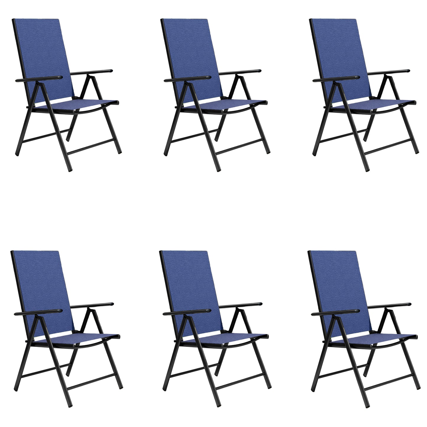 Captiva Designs Outdoor Pre-assembled Aluminum & Steel Frame Textilene Reclining Foldable Chairs, Set of 4