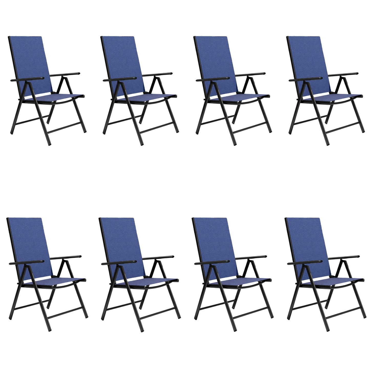 Captiva Designs Outdoor Pre-assembled Aluminum & Steel Frame Textilene Reclining Foldable Chairs, Set of 4