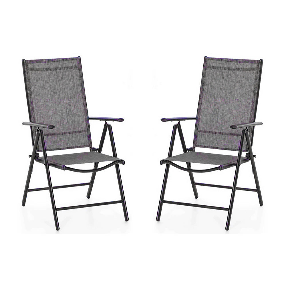 Captiva Designs Outdoor Pre-assembled Aluminum & Steel Frame Textilene Reclining Foldable Chairs, Set of 4