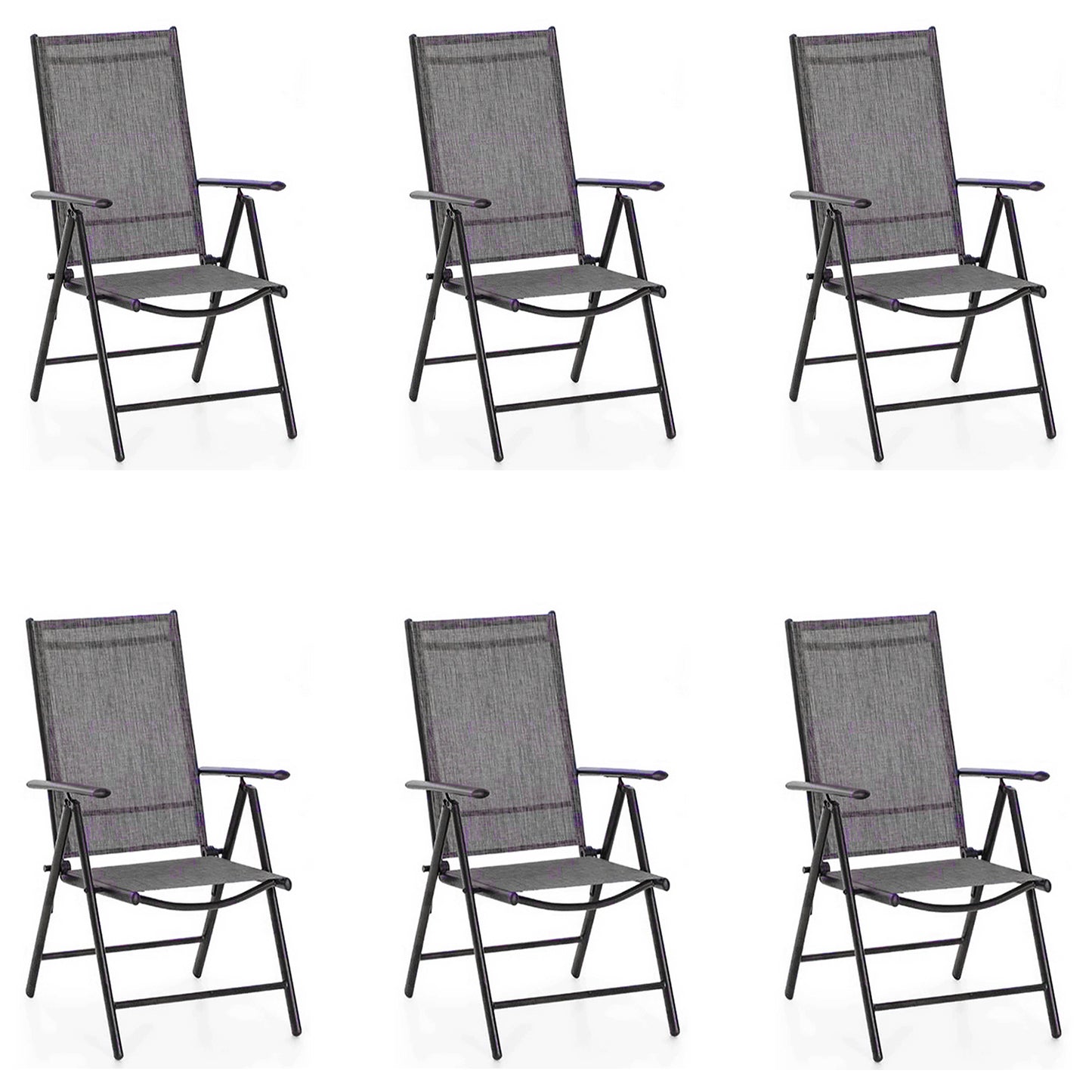 Captiva Designs Outdoor Pre-assembled Aluminum & Steel Frame Textilene Reclining Foldable Chairs, Set of 4