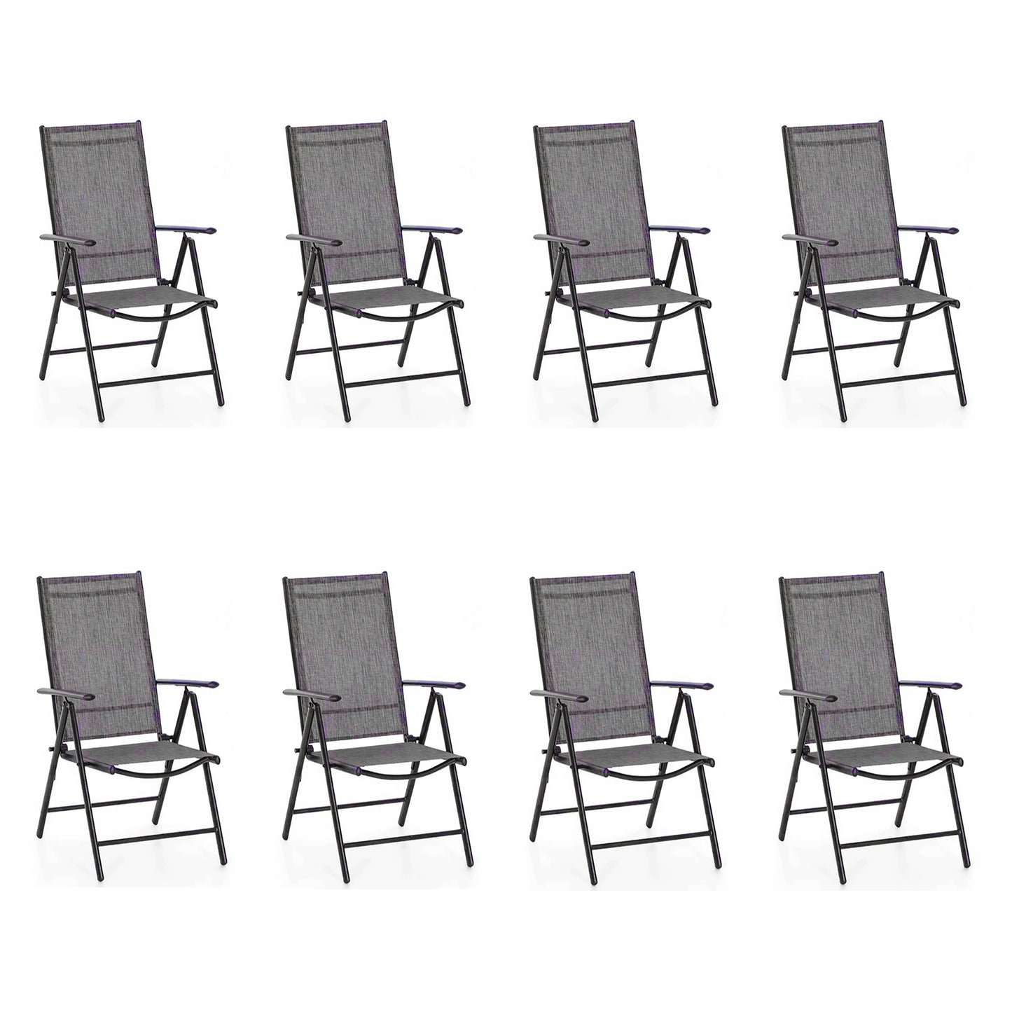 Captiva Designs Outdoor Pre-assembled Aluminum & Steel Frame Textilene Reclining Foldable Chairs, Set of 4