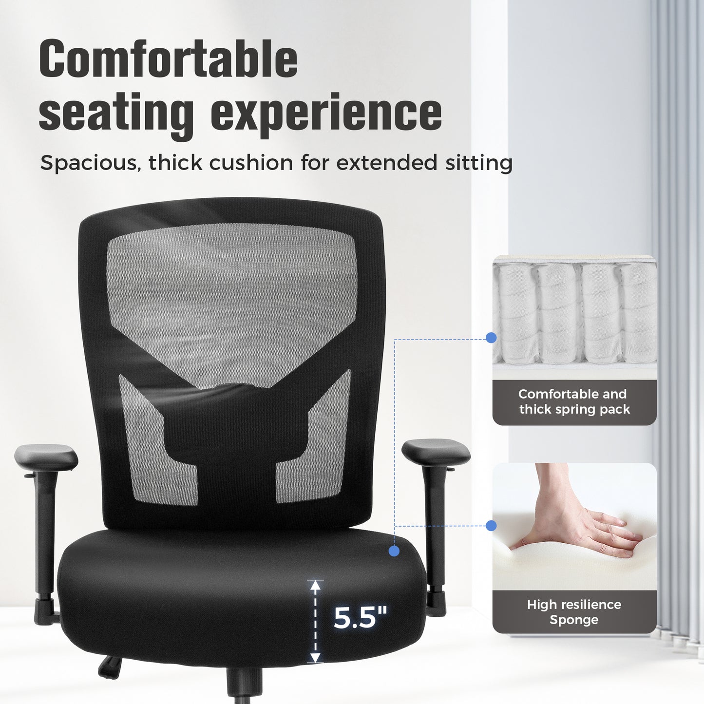 Captiva Designs Ergonomic Office Chair Adjustable Height & Armrest Swivel Chair, Black