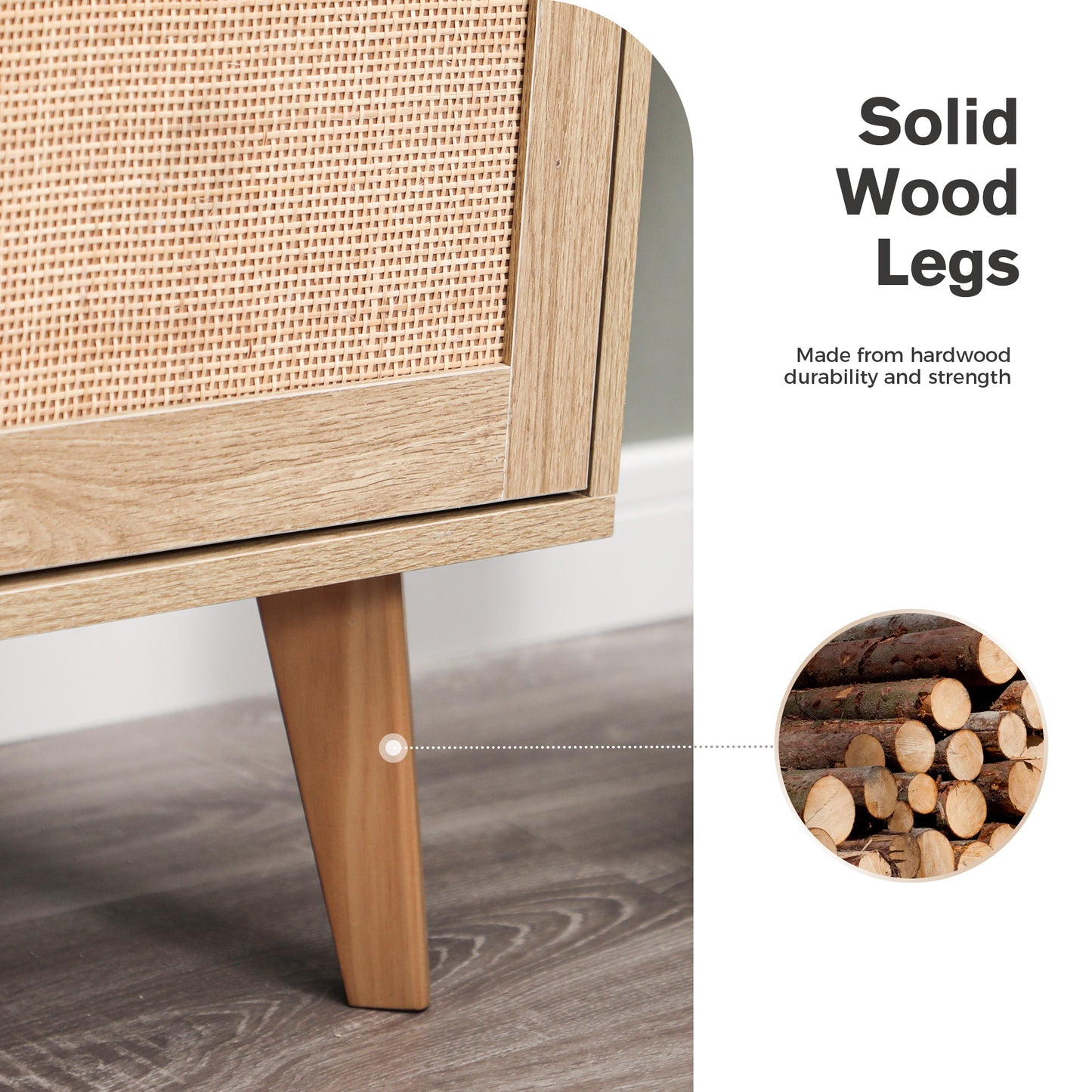 Captiva Designs Boho Rattan Nightstand Dresser Cabinet with Natural Rattan Drawer for Entryway, Living Room, Closet