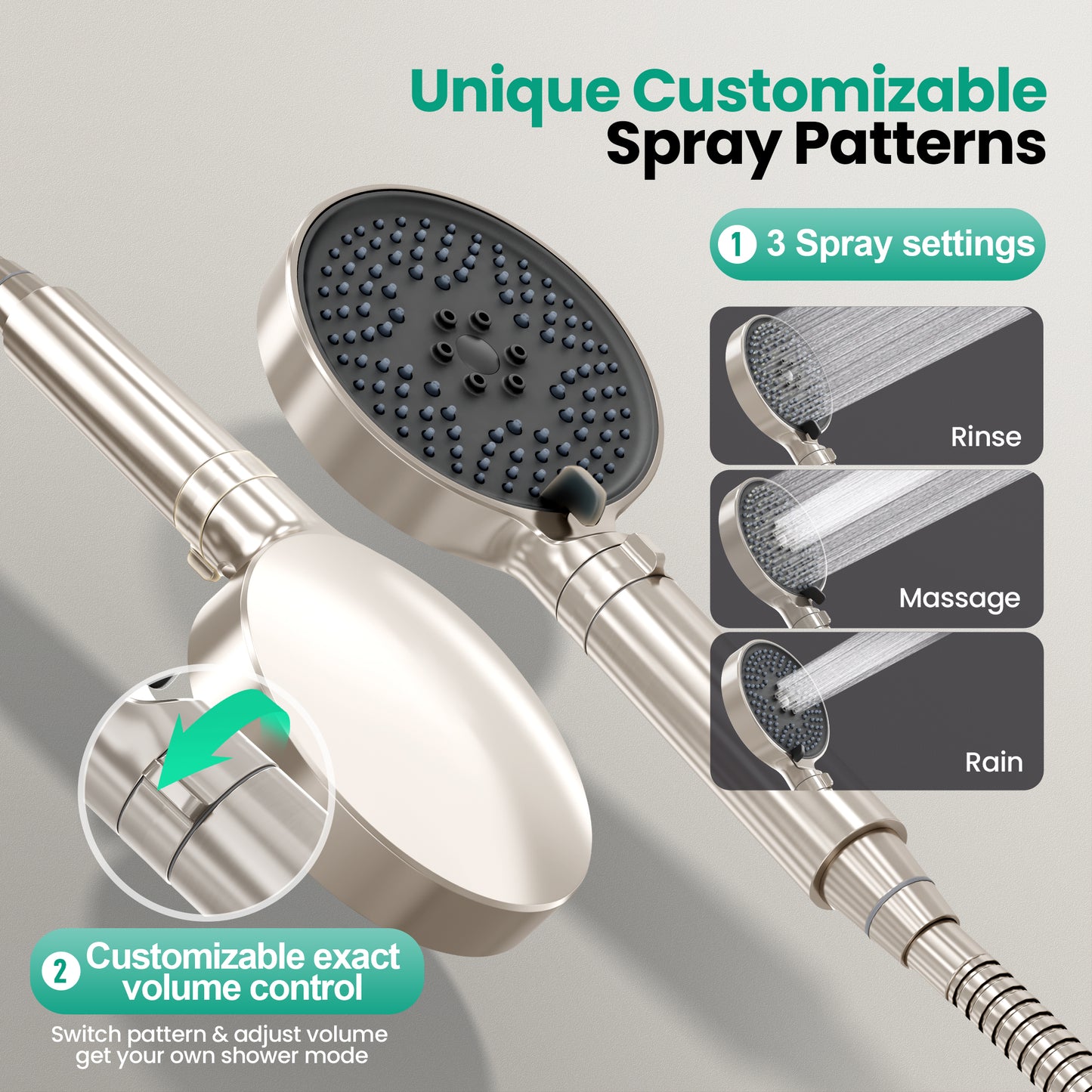 Captiva Designs Wall Mounted High Pressure Shower Head with Hand Shower