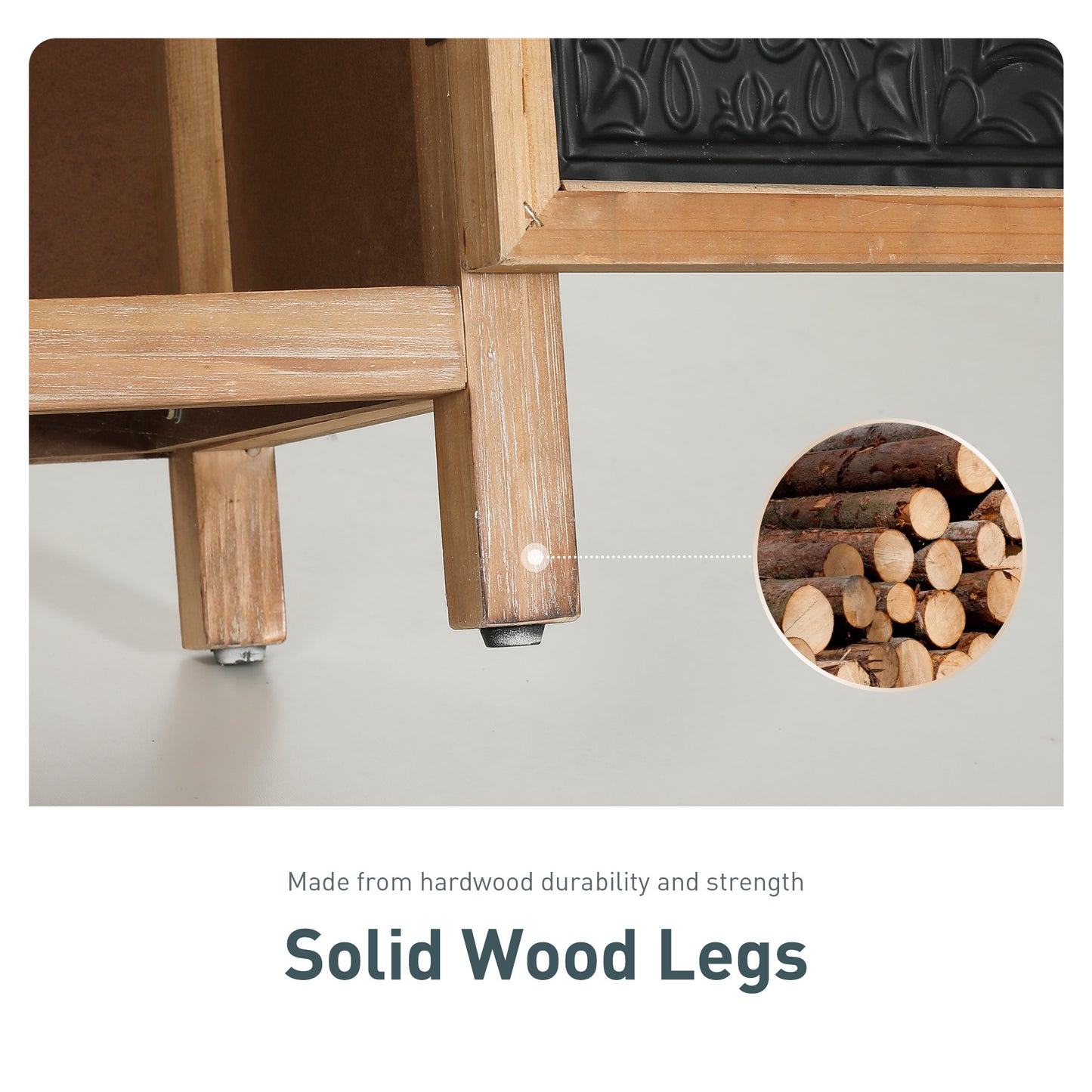 Captiva Designs Accent Distressed Checkered Patterns Storage Cabinet with 2 Doors for Entryway Living Room