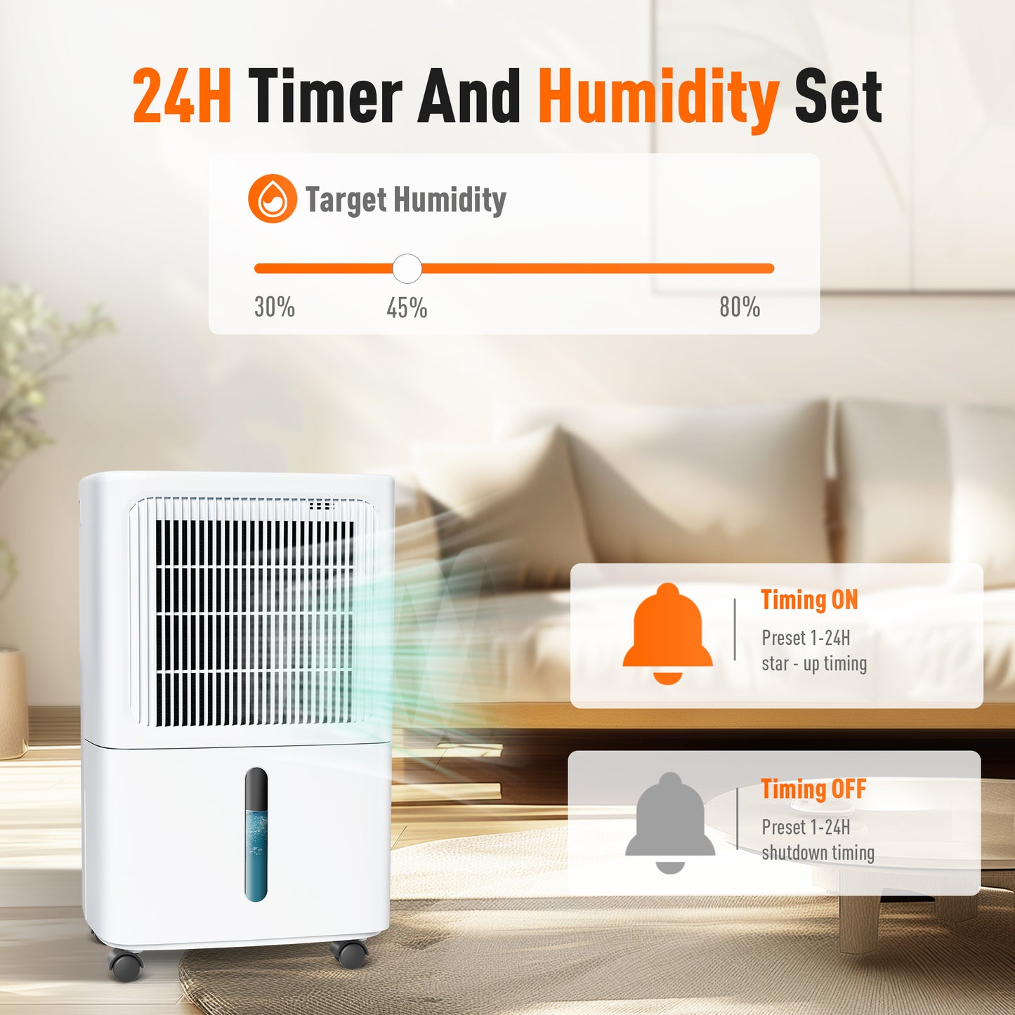 Captiva Designs High Efficiency Quiet Smart Dehumidifier with Auto & Manual Drainage & 3 Working Modes